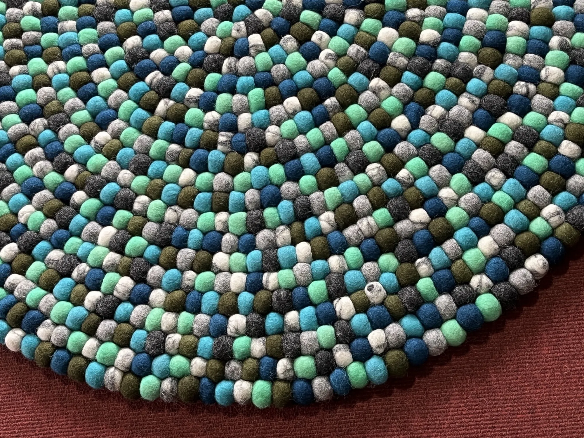 Filz-Teppich türkis-natur, Ø 90 cm