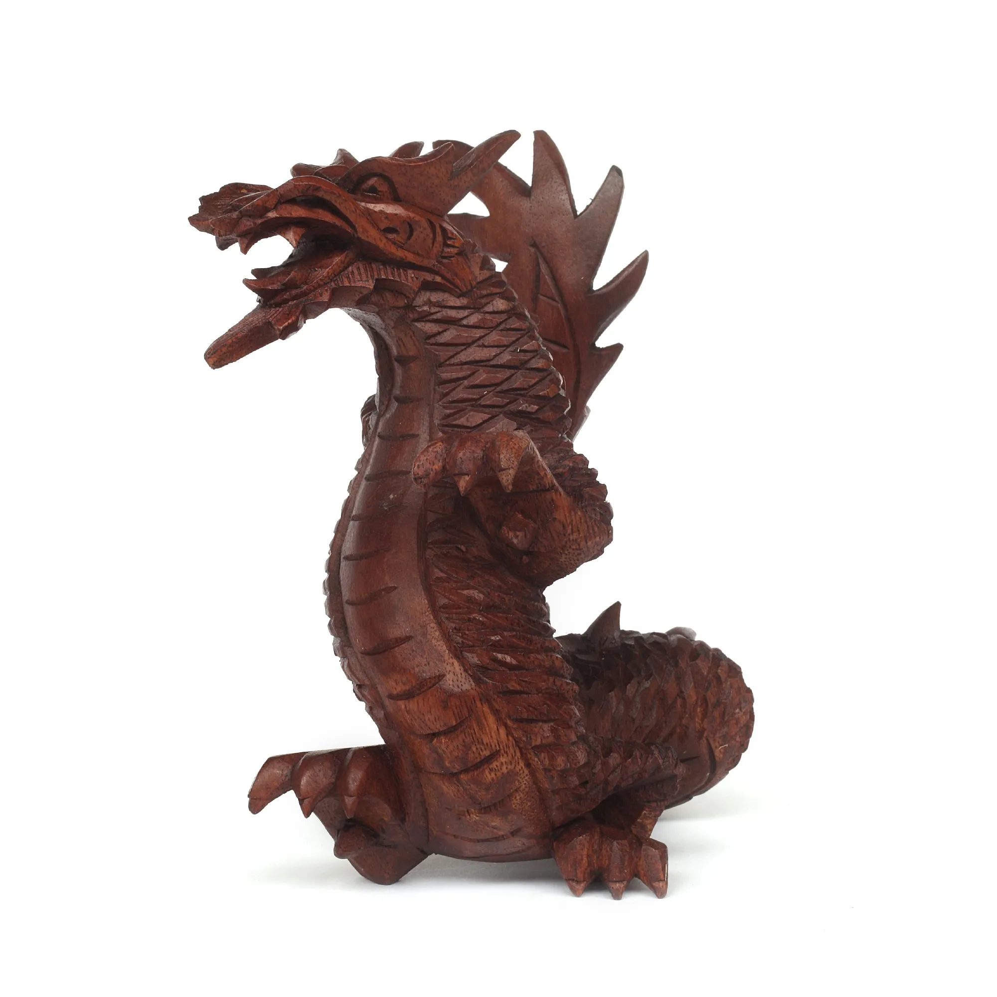 Holz-Figur 'Stehender Drache', H 17 cm, B 13 cm, T 8 cm