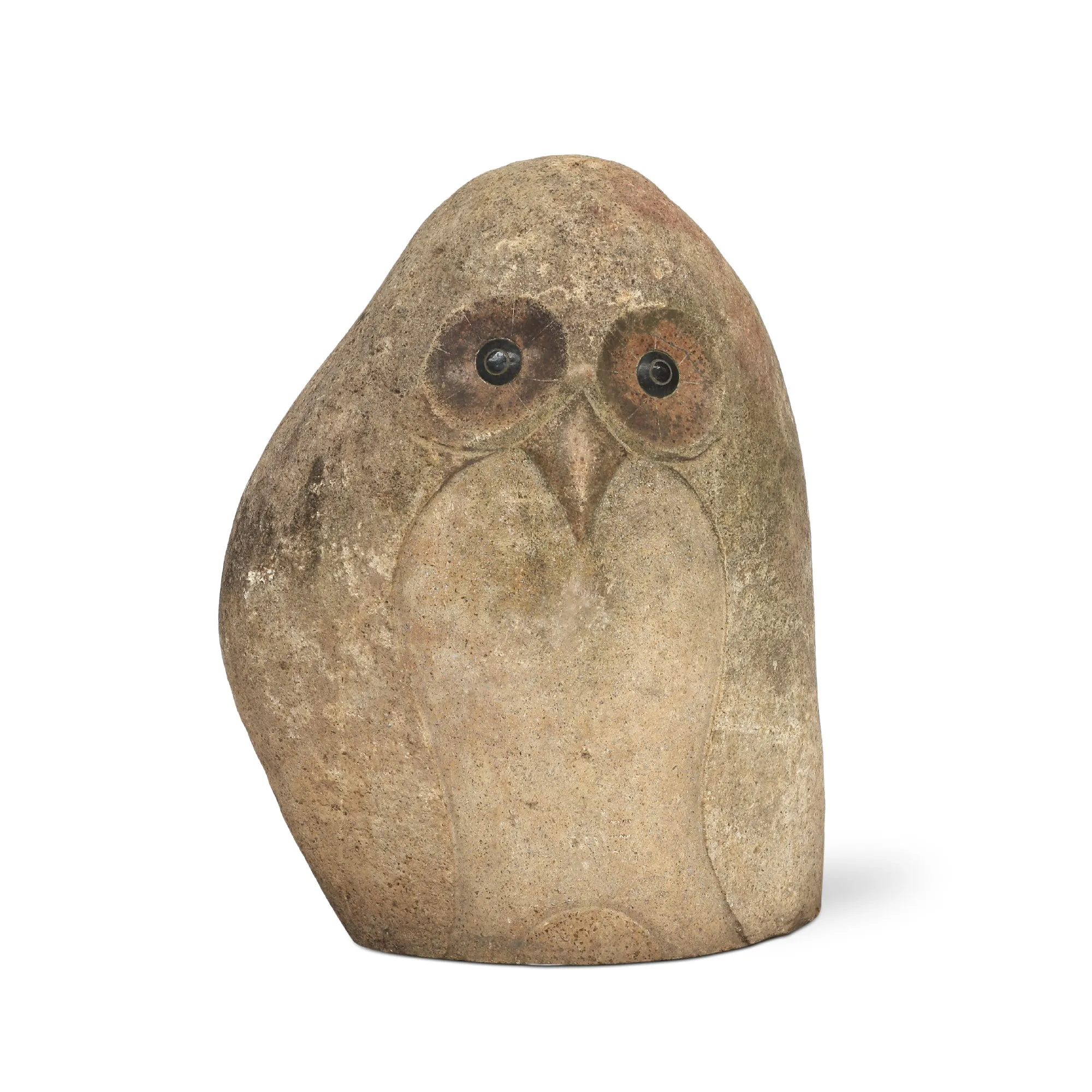 Steineulen-Skulptur aus Naturstein, braun, H 60 cm