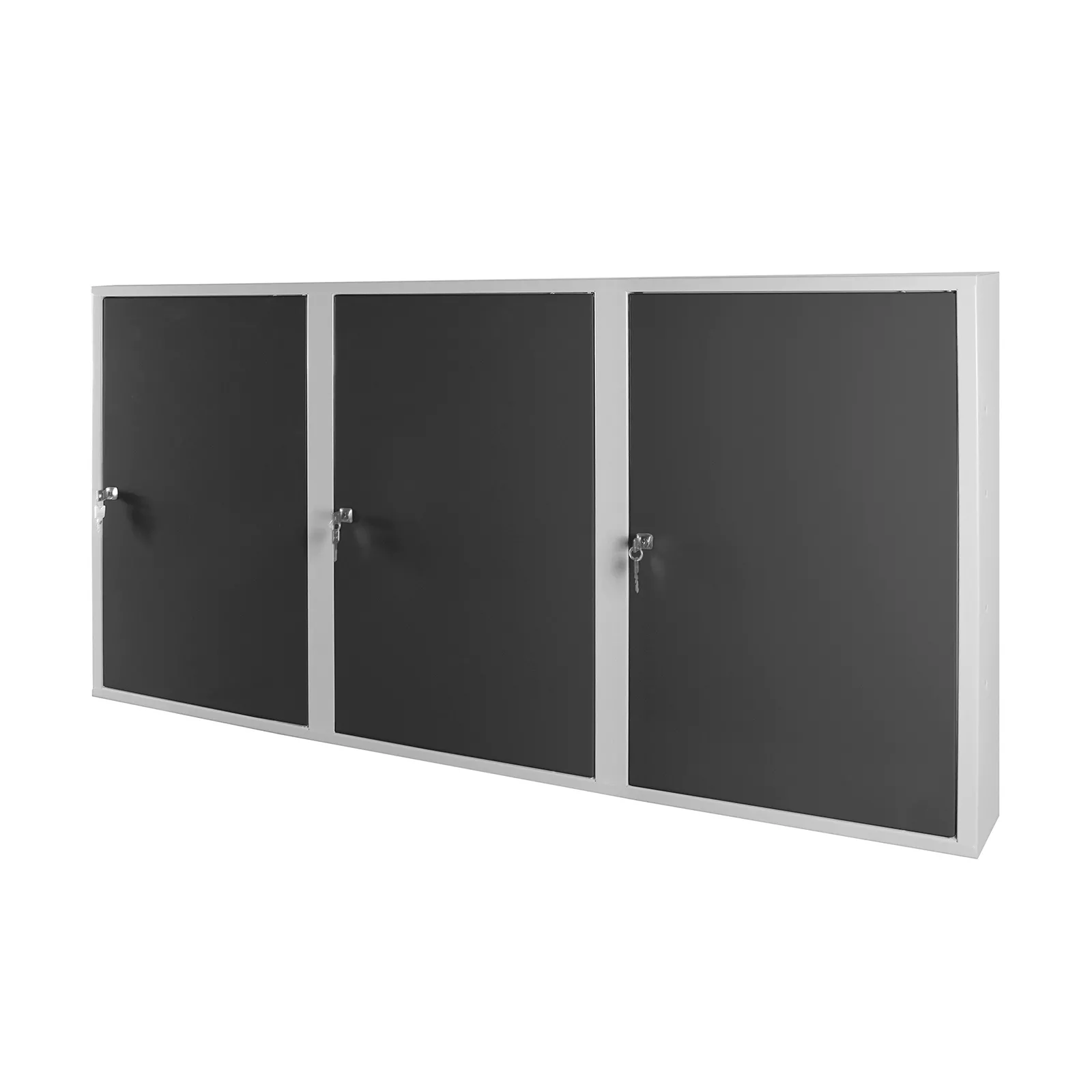 Werkzeugwandschrank mit 3 Türen + 4 Fachboden | HxBxT 75x150x20cm | Lichtgrau/Anthrazitgrau