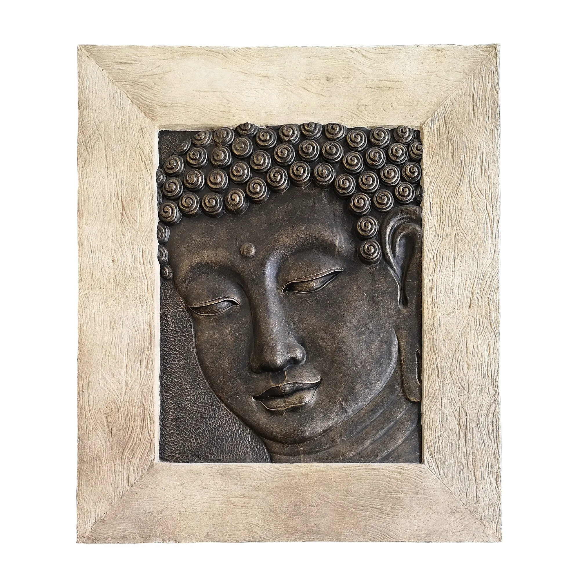 Wandbild 'Buddha' in Rahmen 2 Meter hoch, H 200 cm, B 170 cm, L 9 cm
