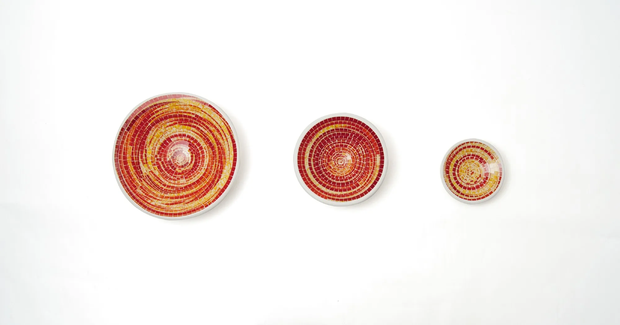 3er-Set Glasmosaikteller 'Matador', gelb-rot