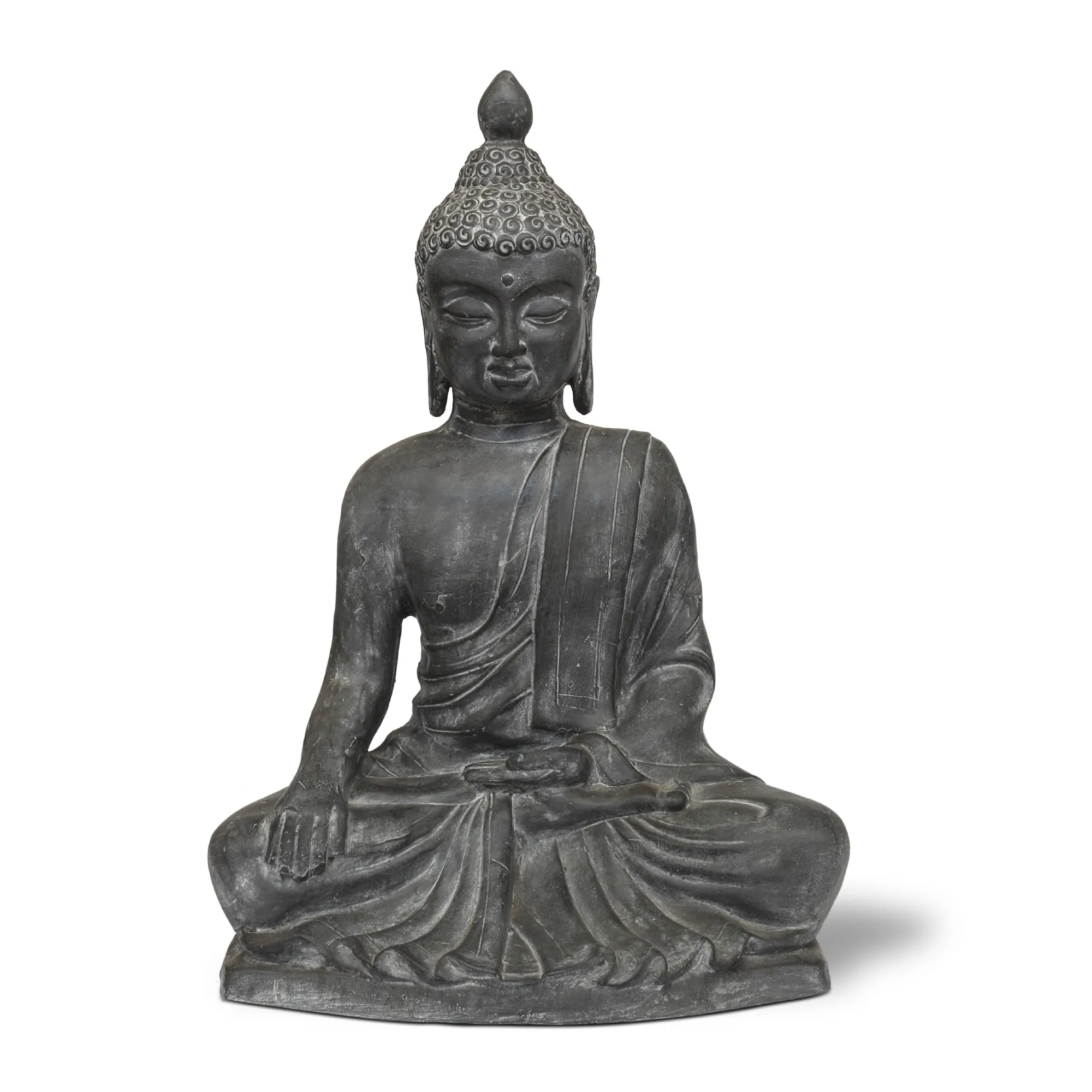 Skulptur 'Buddha unterwirft Mara', grau, H 70 cm, B 50 cm, T 30 cm