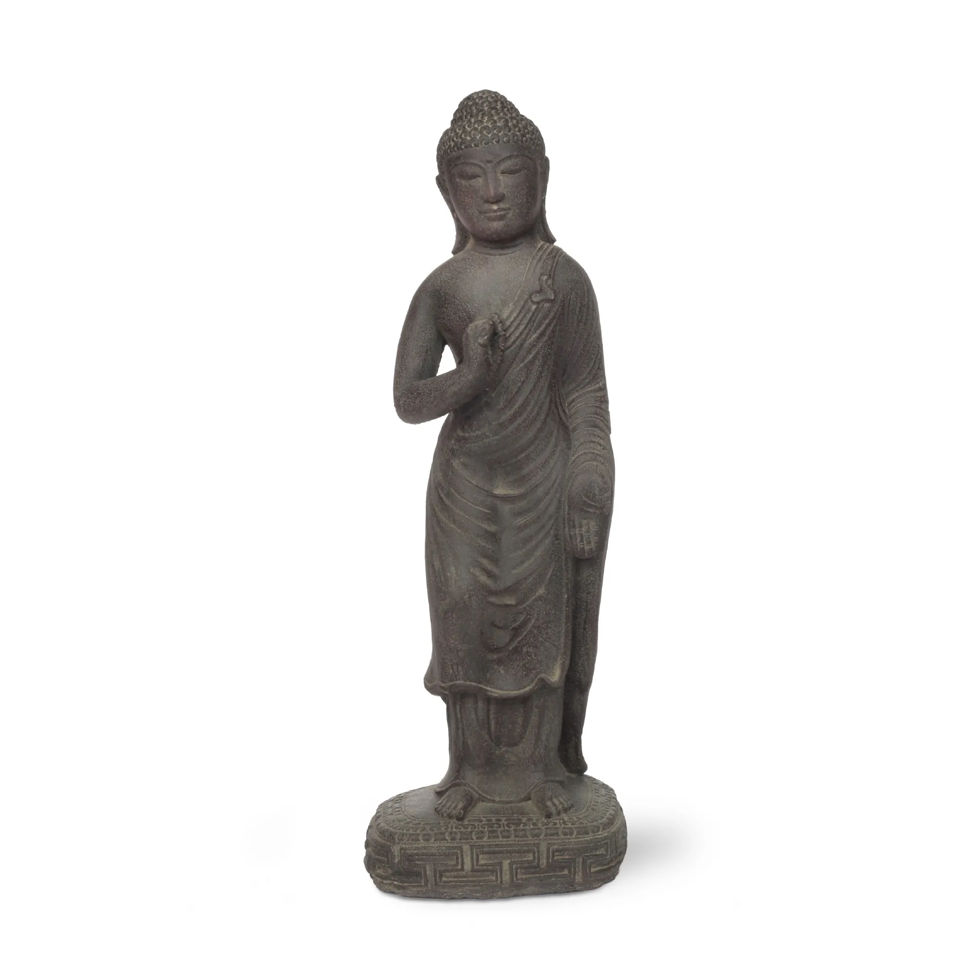 Zement-Statue 'Buddha stehend', H 40 cm, B 10 cm, L 10 cm