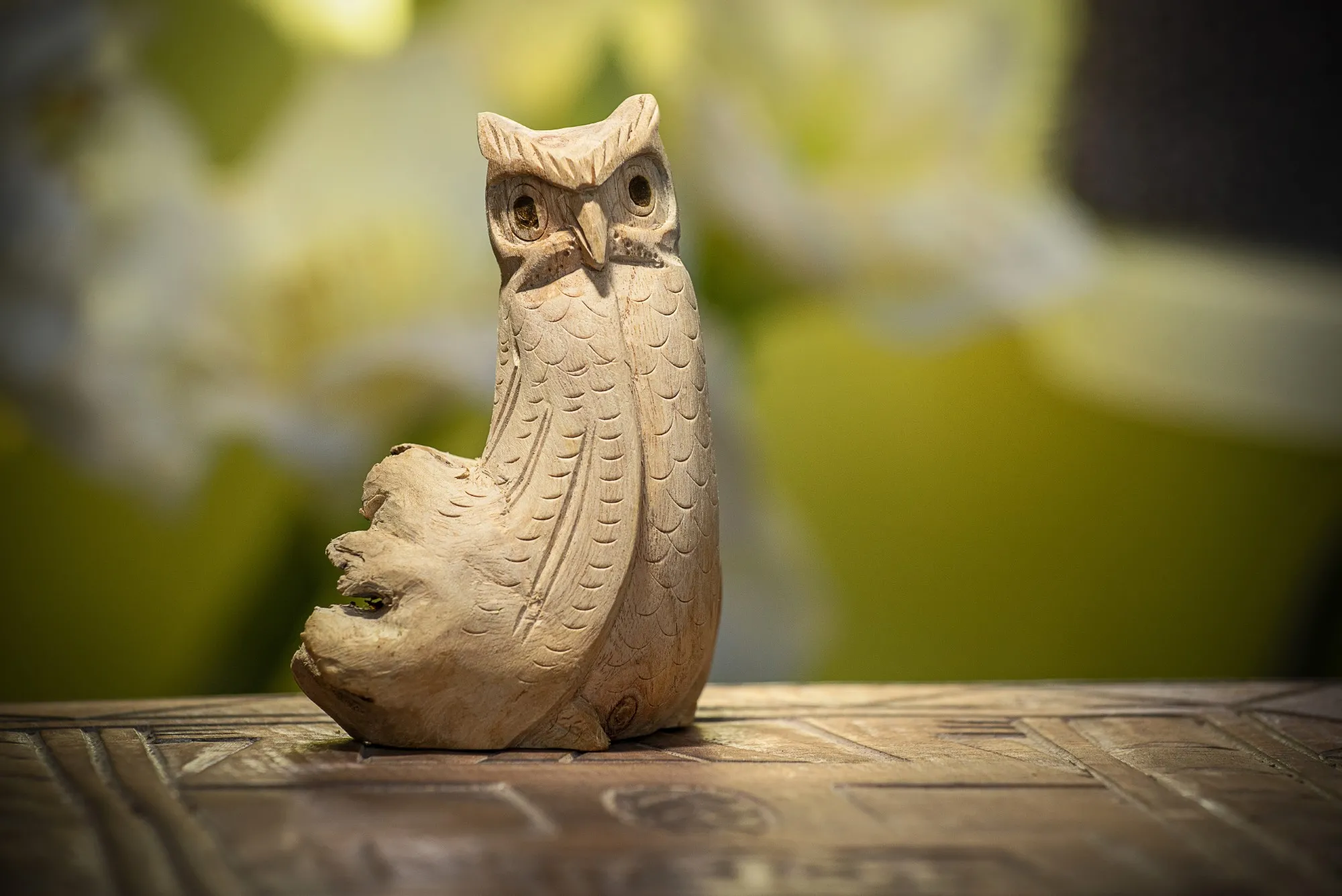 Figur 'Eule' aus Holz, Ø 7,5 cm, H 7 cm