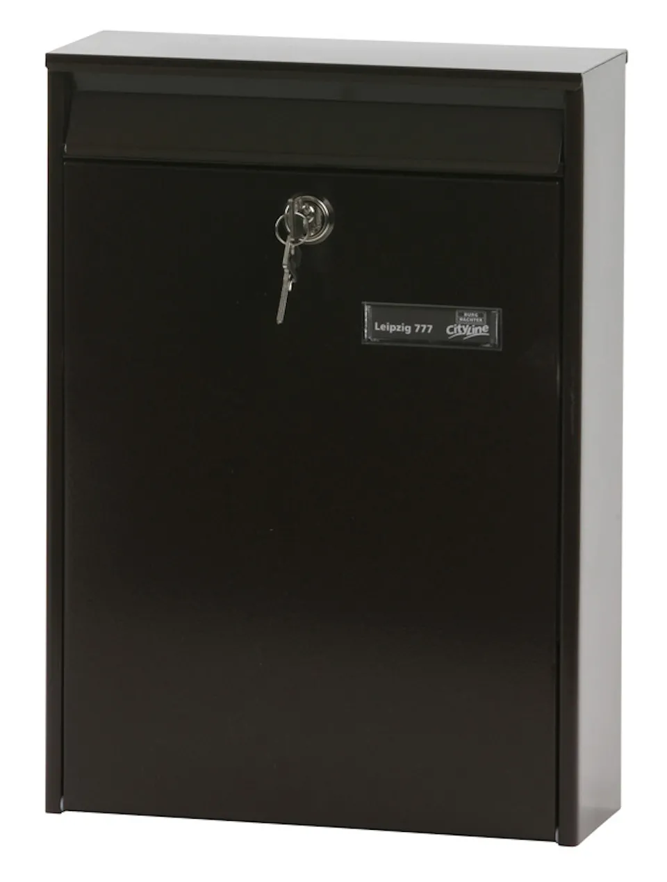 Briefkasten aus Metal mit Tür an der Vorderseite | 11,4 Liter, HxBxT 39,7x10,4x28,4cm | Einwurföffnung 25,3x3cm | Braun