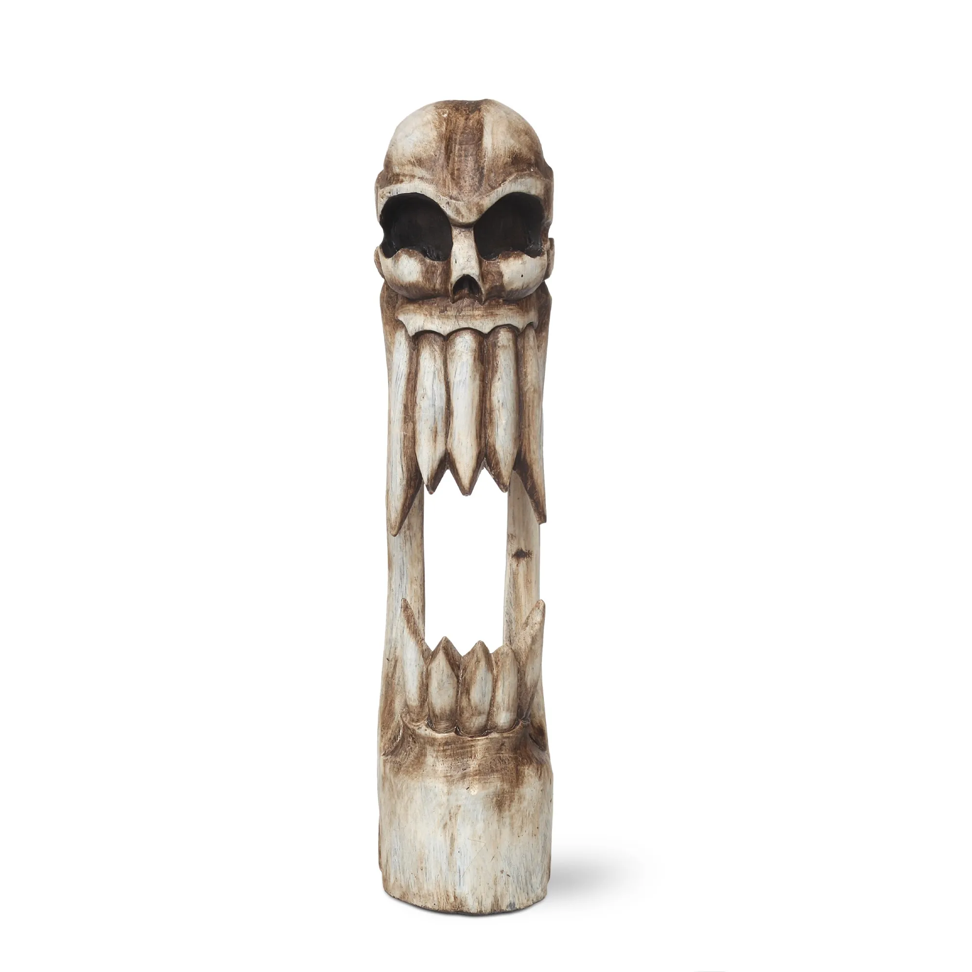 Skulptur 'Totenkopf', Albesiaholz, Ø 11 cm, H 50 cm