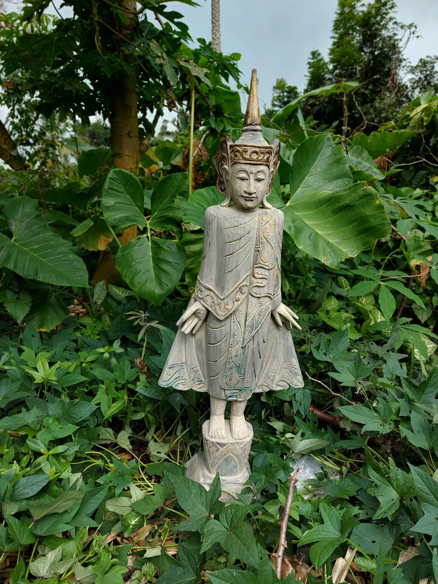 Buddha stehend 'Thai Style', multicolor, H 100 cm, B 42 cm, T 18 cm