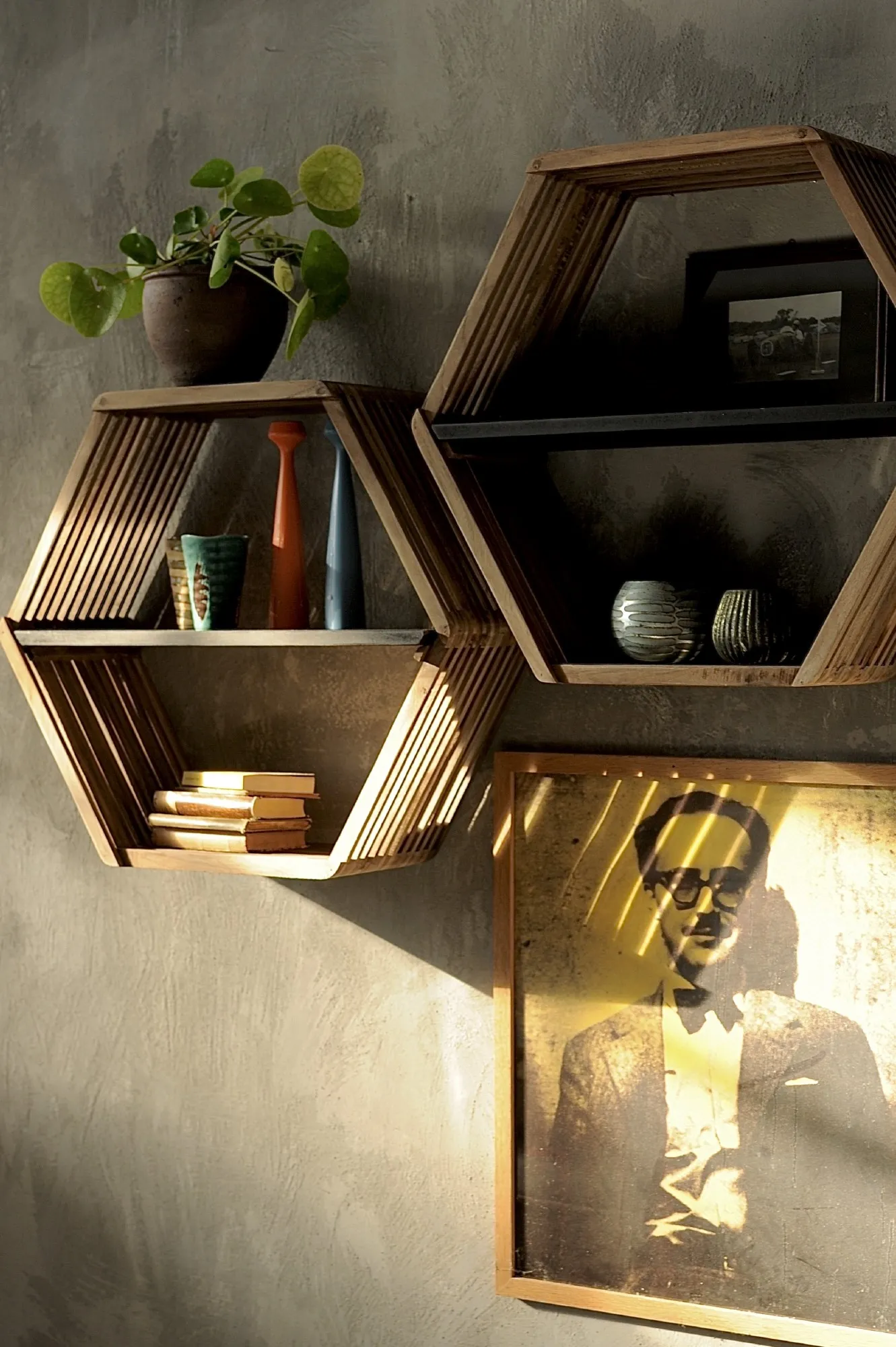 2er Set Regal 'Tea', aus recyceltem Teak