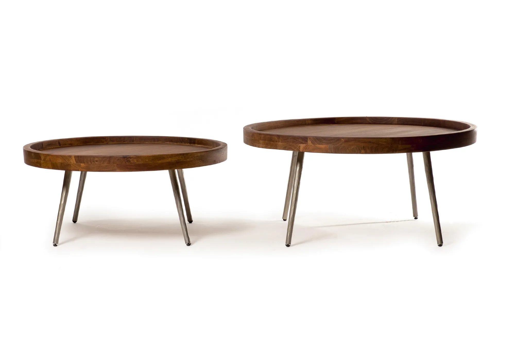 Set Beistelltische 'Faik', aus Akazienholz und Metall