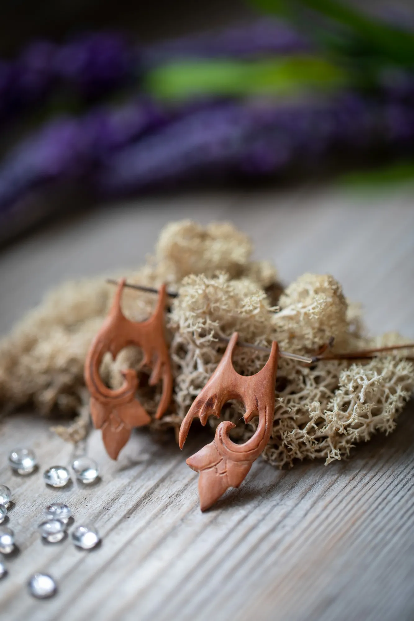 Ohrring 'Bali',´Suarholz , H 5 cm, B 2,5 cm