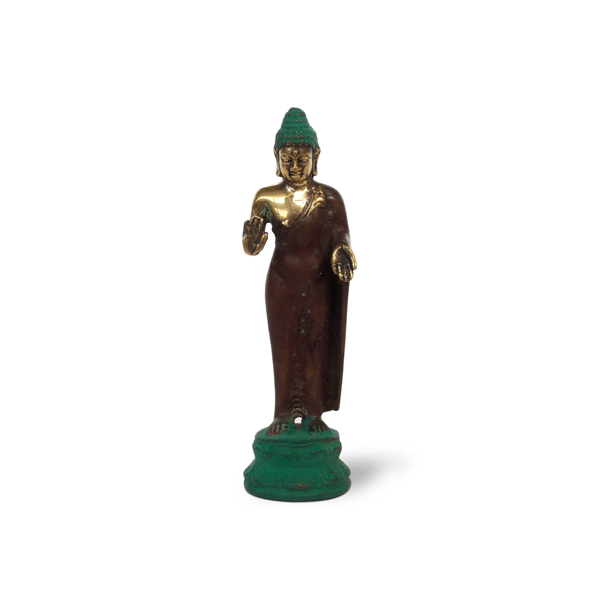 Bronze-Statue 'Buddha stehend', multicolor, Ø 3 cm, H 10 cm