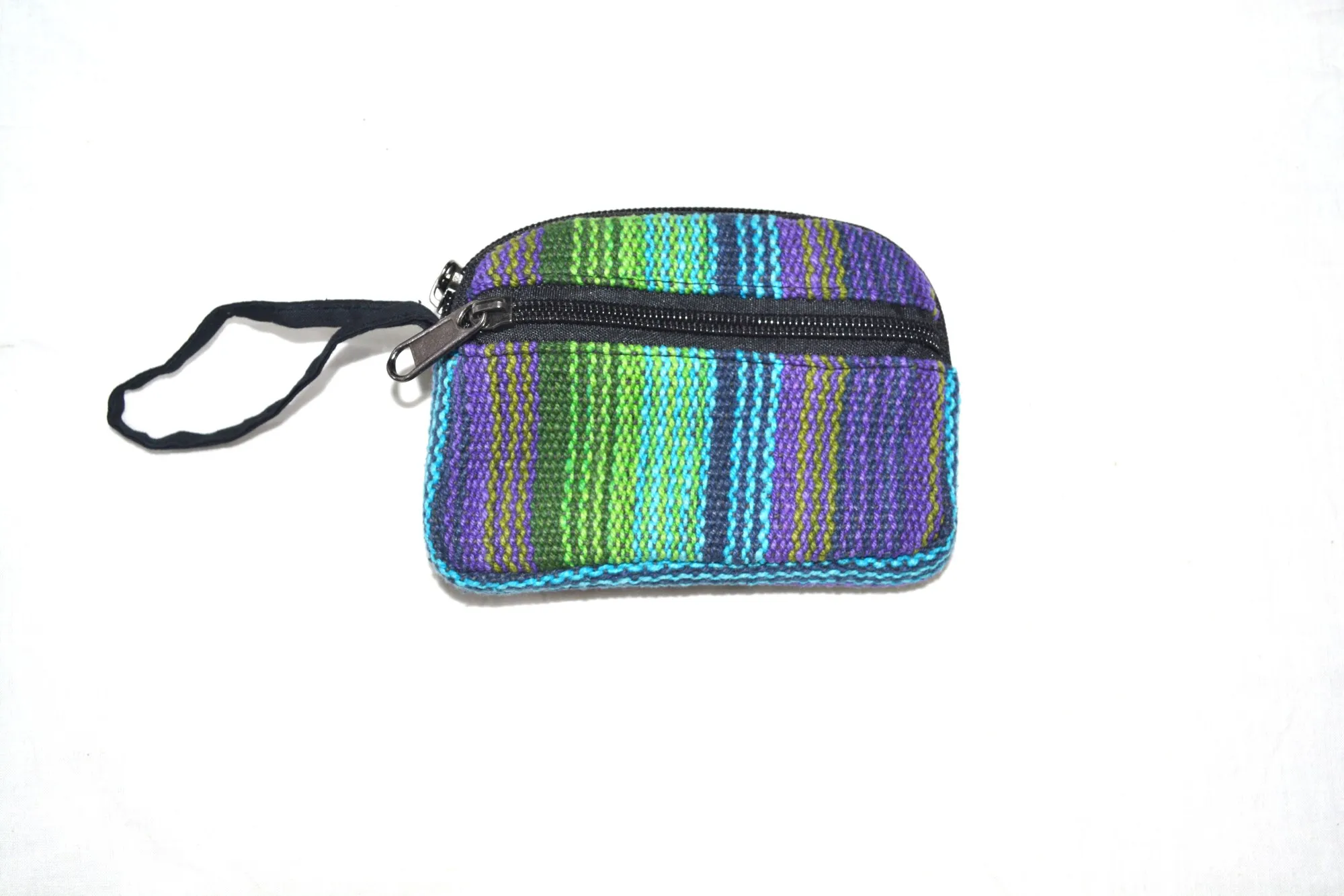 Zipper-Etui Nepalstyle, grün, lila, blau, H 10 cm, B 13 cm