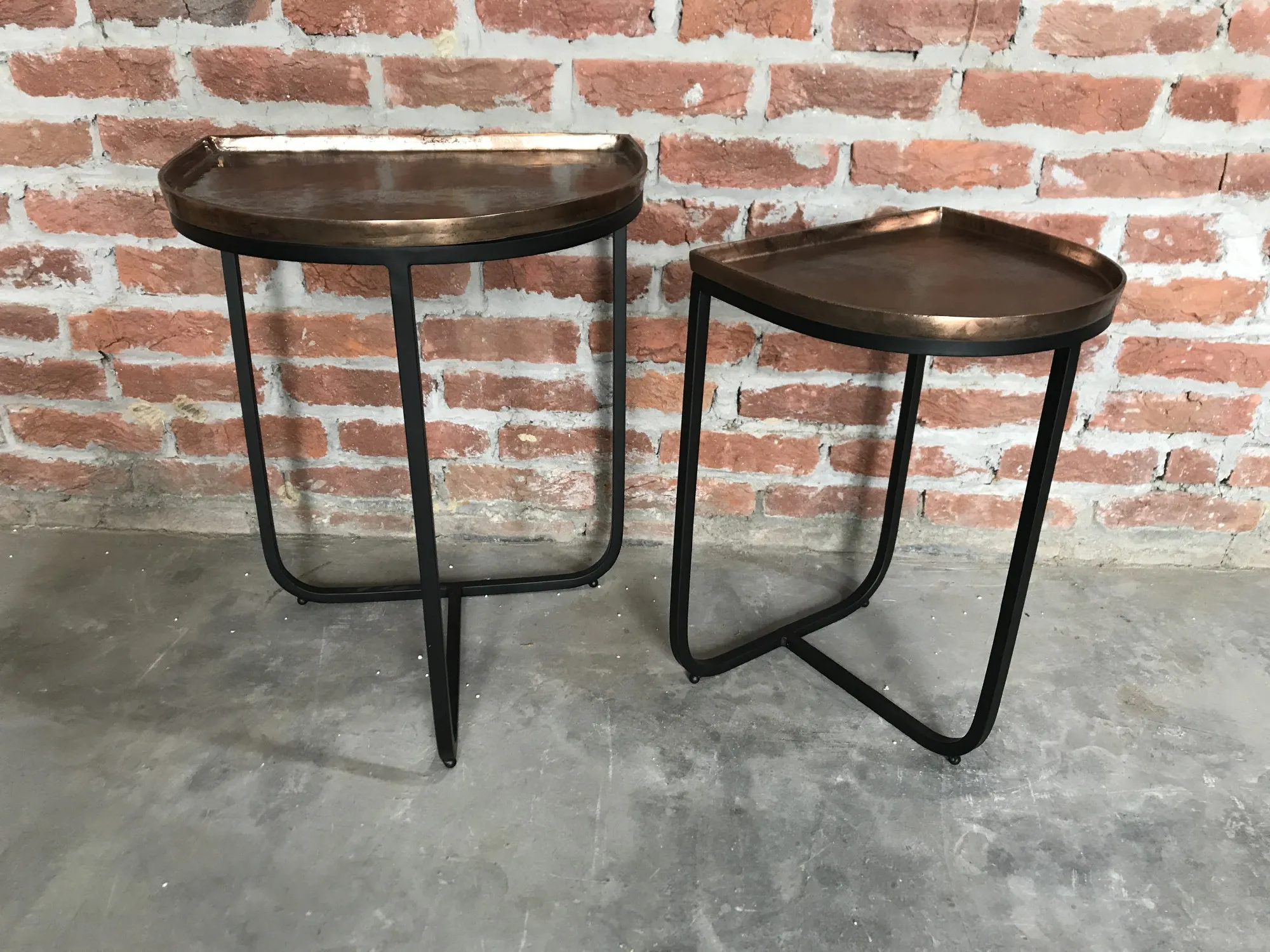 2er-Set Tisch 'Nilay', kupfer, schwarz