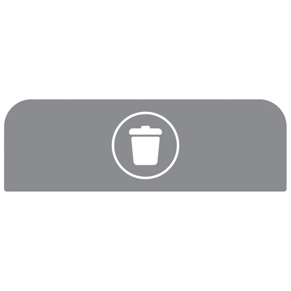 Hinweistafel aus verzinktem Stahl für Rubbermaid Recycling-Station Abfall | 87 Liter | Grau