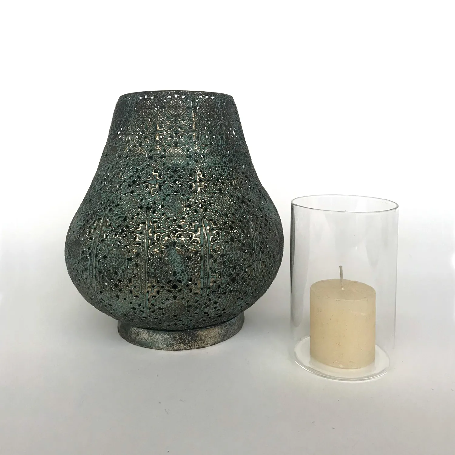 Windlicht 'Coorow', antik gold, Ø 19,5 cm, H 20 cm