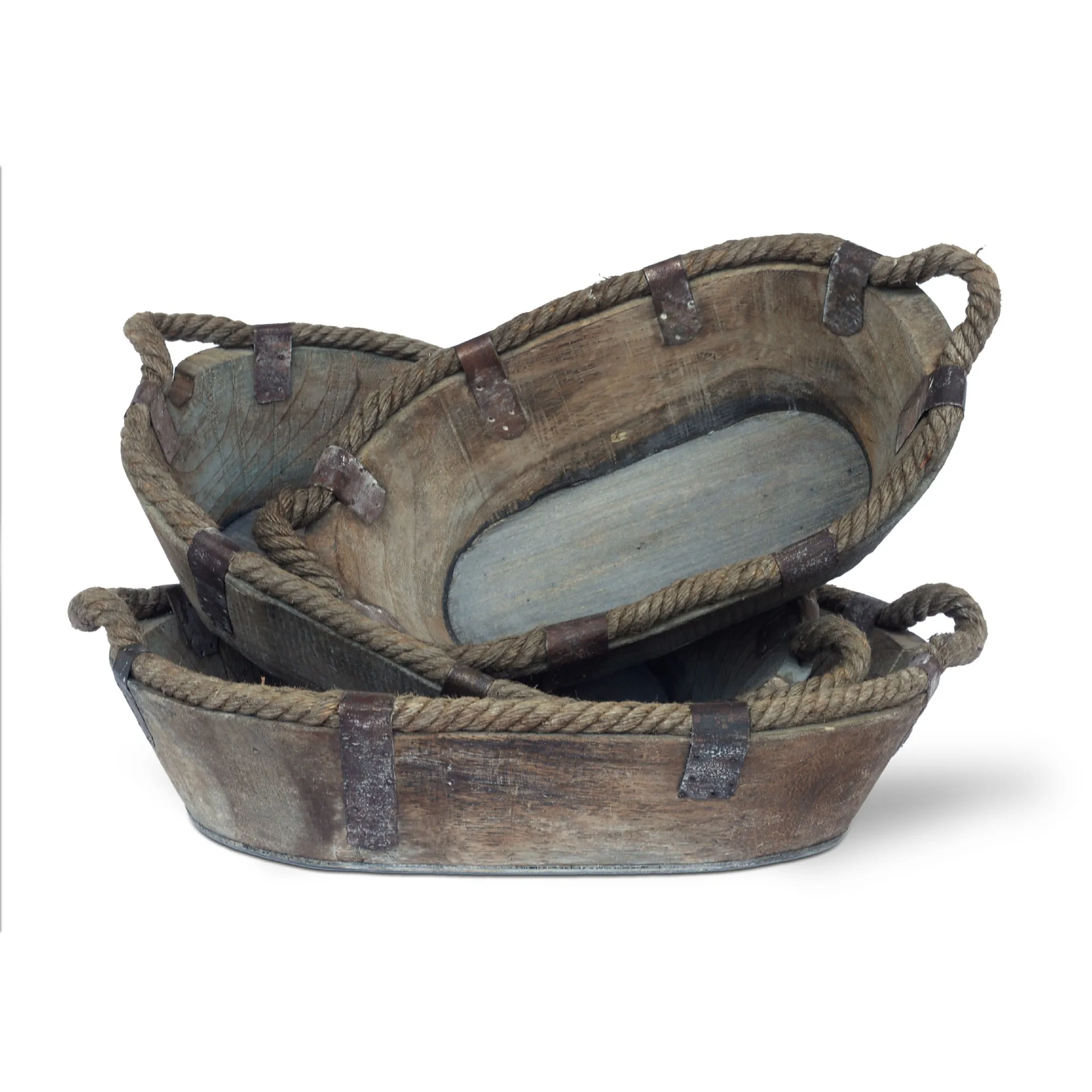 3er-Set Holzschalen mit Griffen