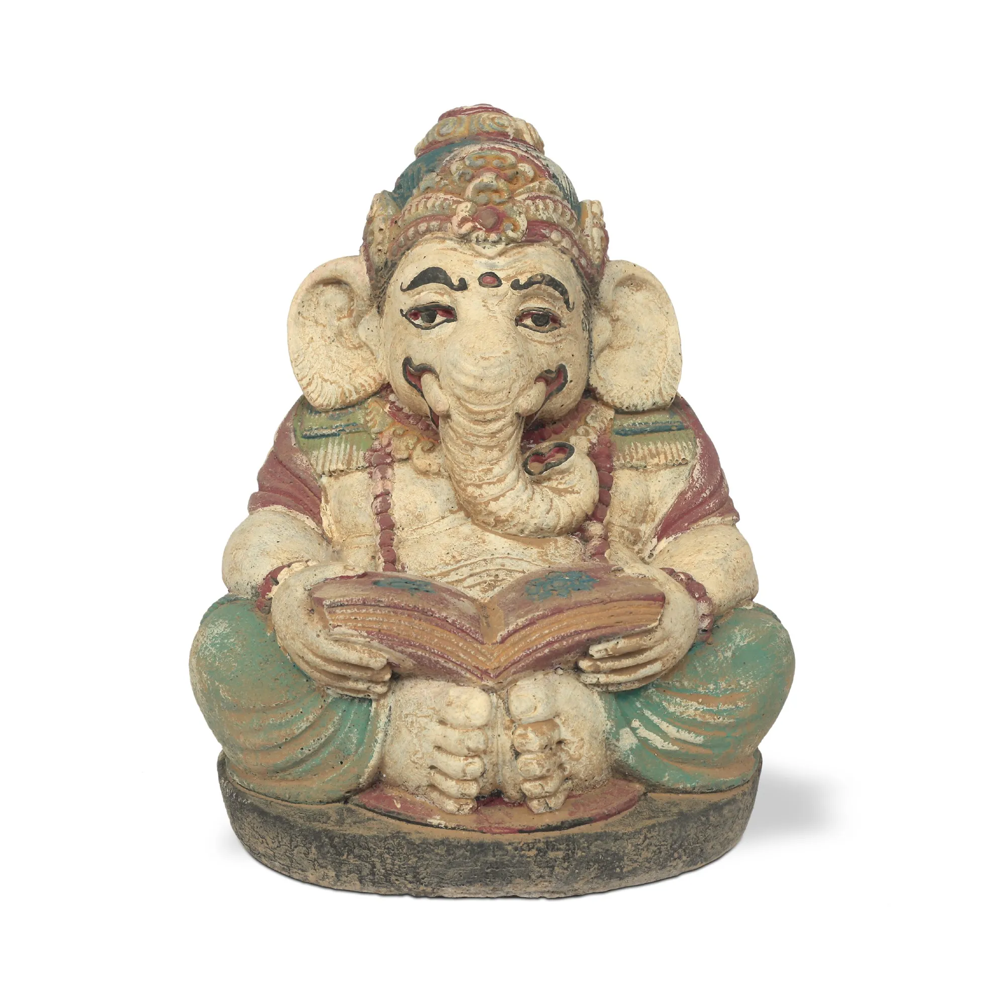 Statue 'Ganesha lesend', multicolor, H 21 cm, B 18 cm, L 12 cm