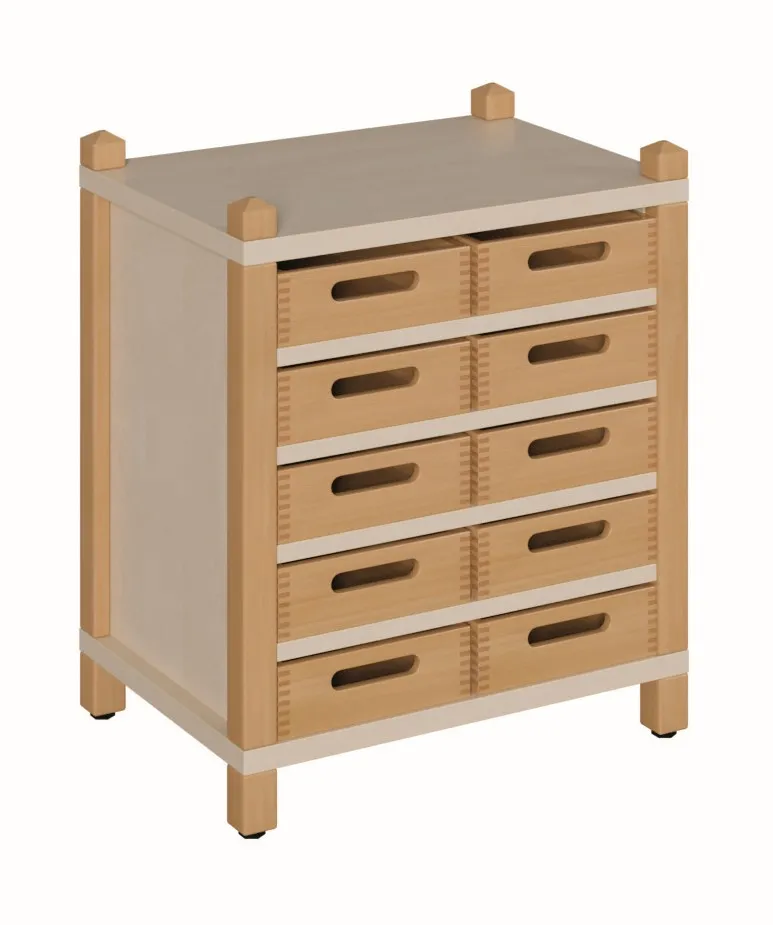 Stollenschrank mit 10 oder 14 Massivholzschüben, Breite 56 cm
