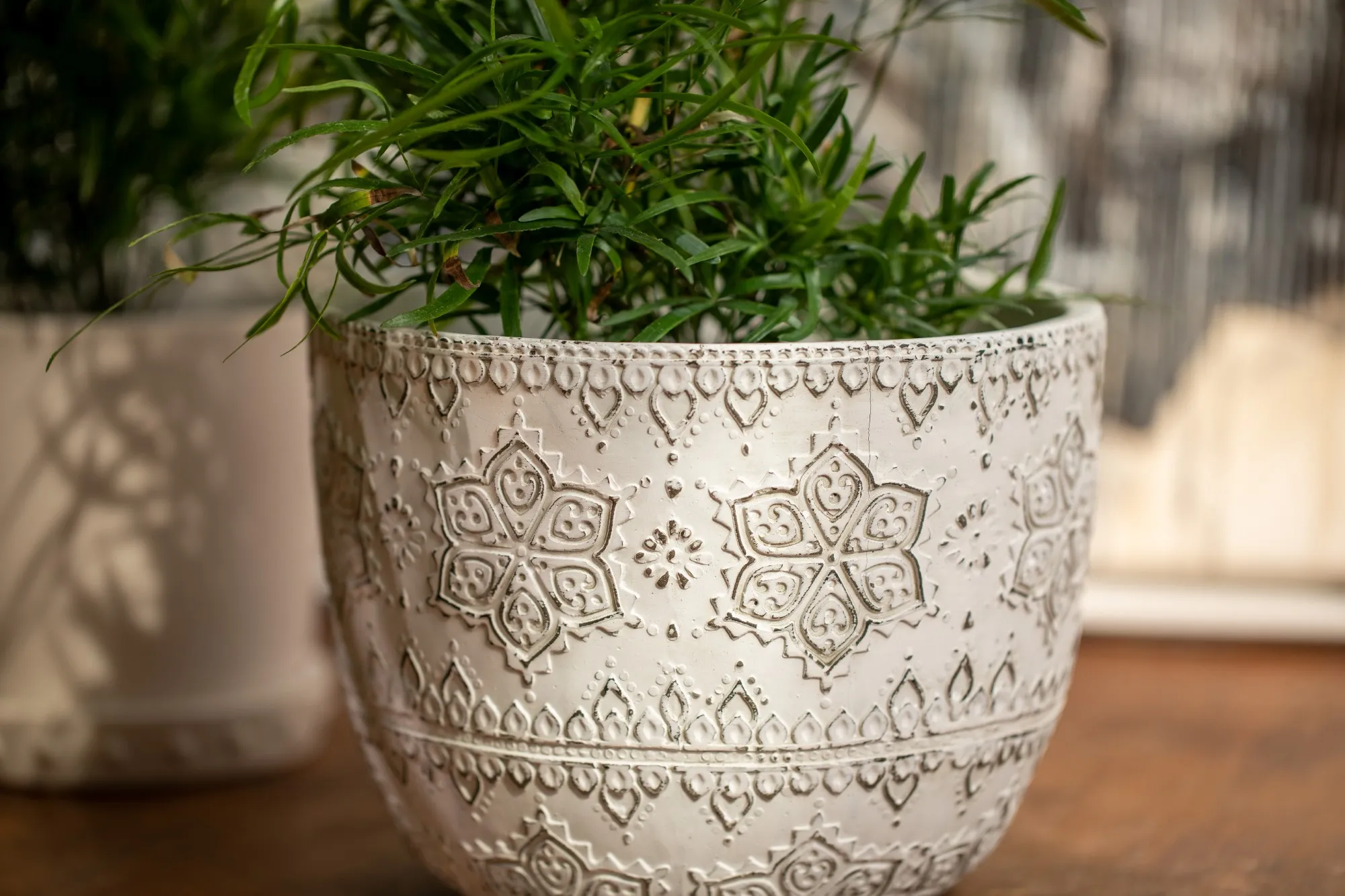 Zementtopf 'Valentin', weiß, Ø 22 cm, H 17 cm