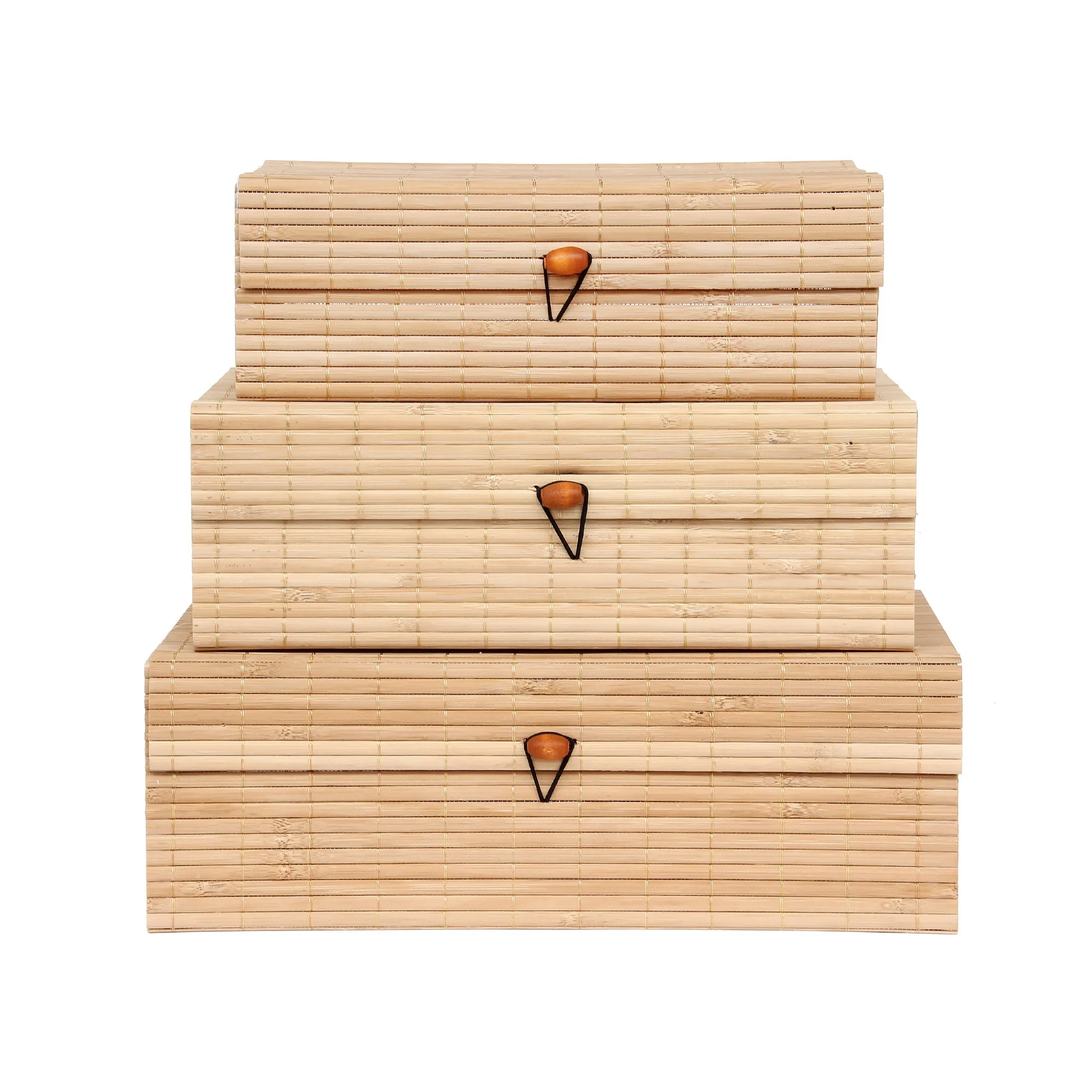 3er-Set Bambus-Deckelboxen natur