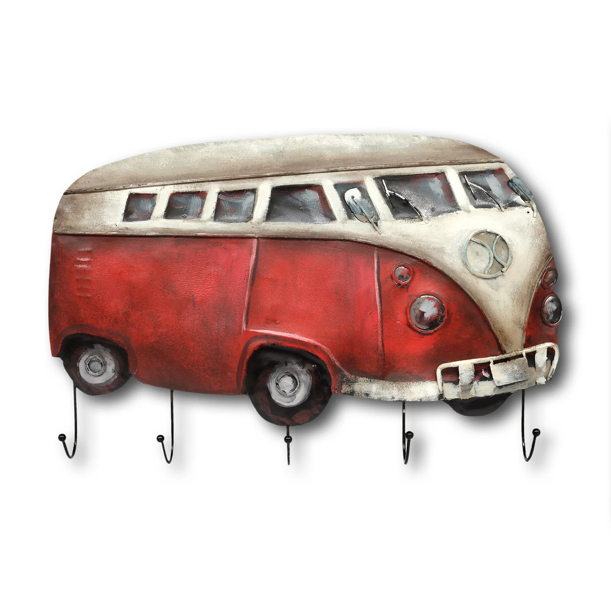 Metall-Wandbild 'Bulli' rot mit 5 Haken, B 60 cm, H 39 cm