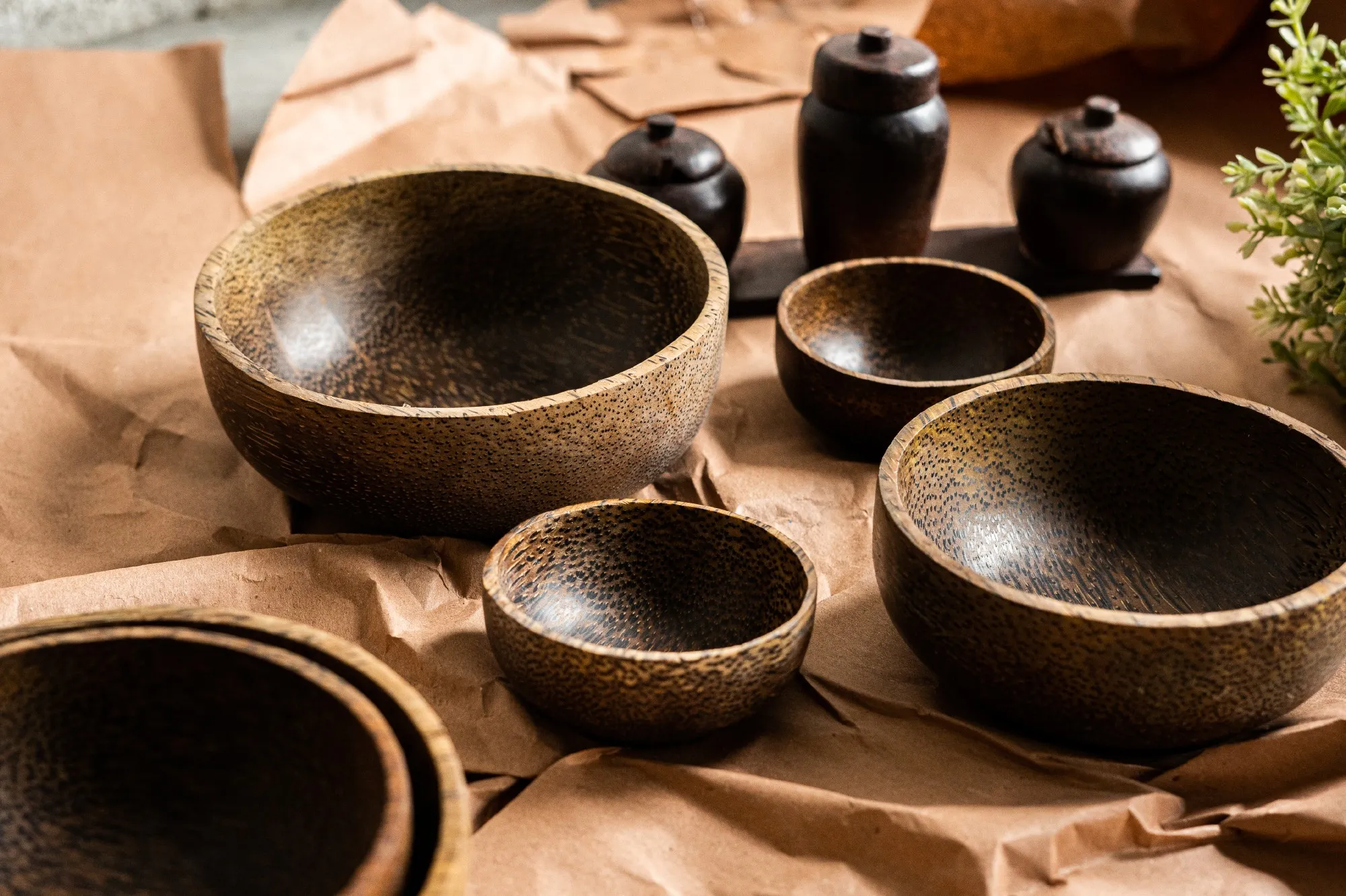 3er-Set Schalen aus Palmholz, Ø 8 - 15 cm