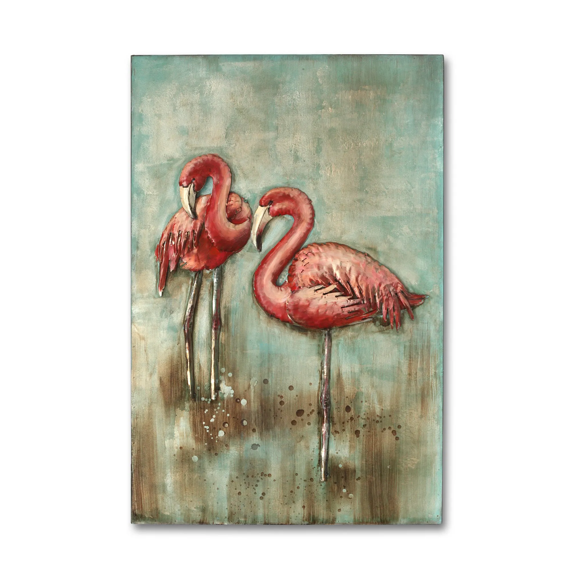 Metall-Wandbild 'Flamingo', H 90 cm, B 60 cm, L 3,5 cm