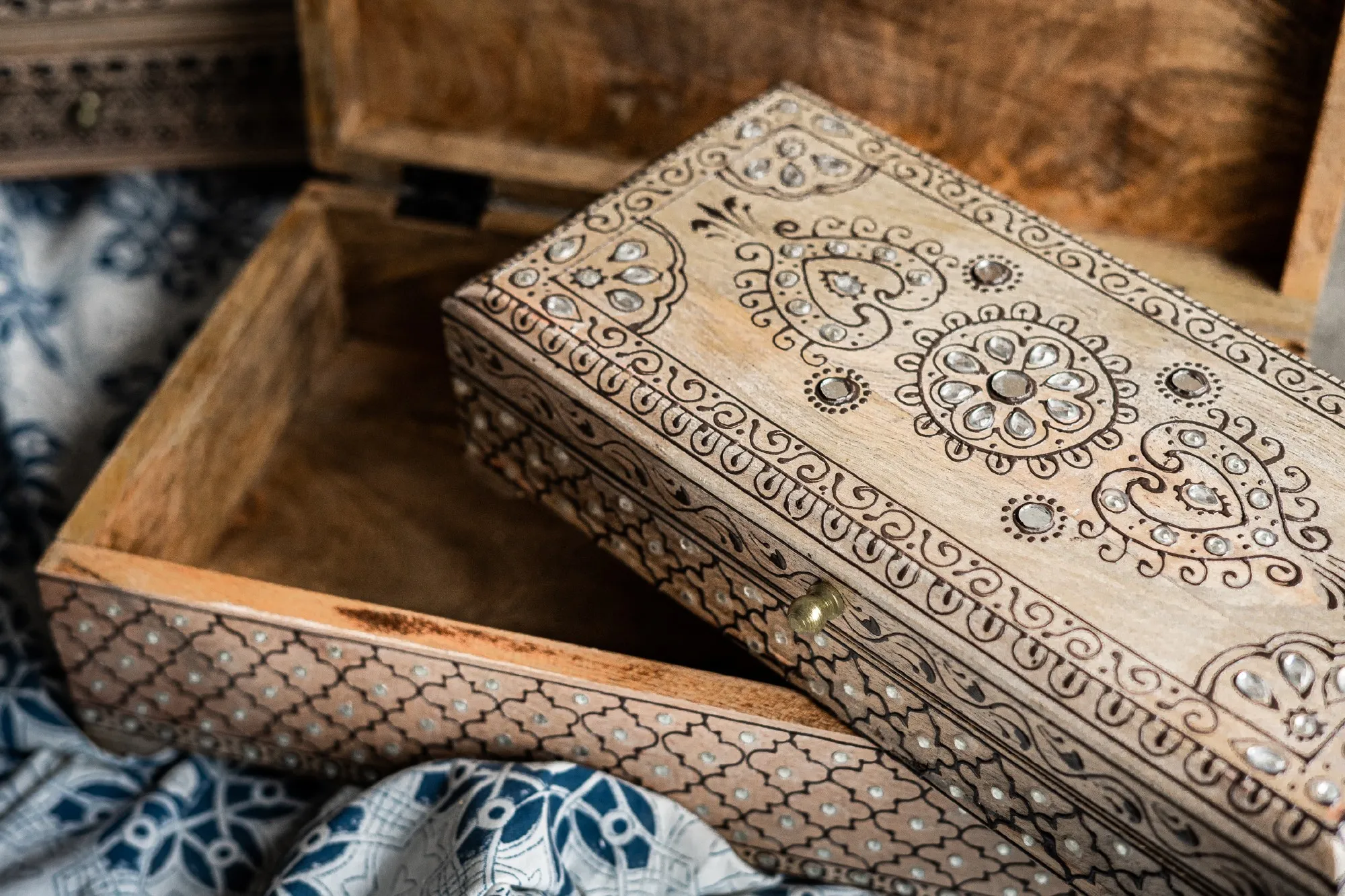 2er-Set Schatullen 'Balsar', natur, schwarz