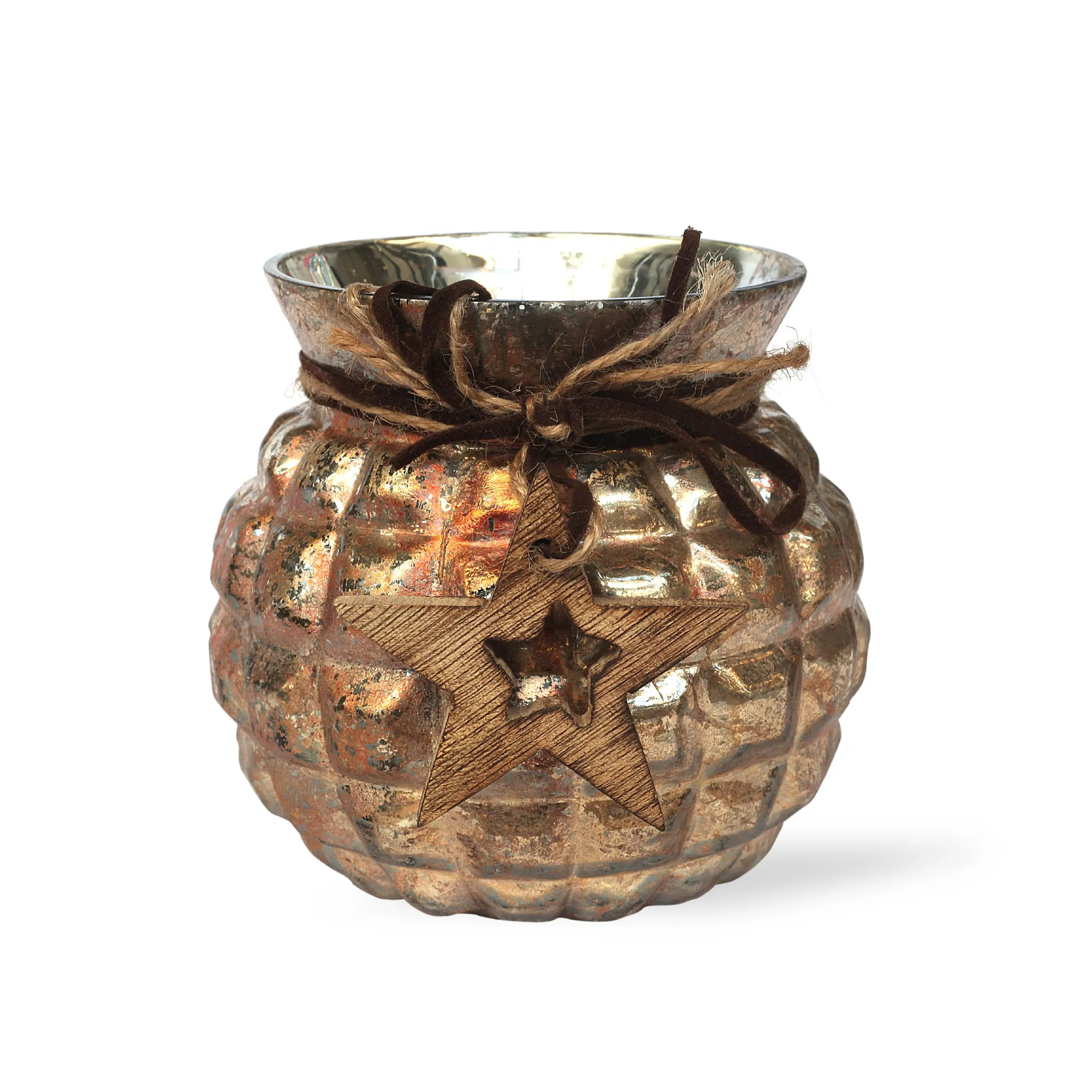 Windlicht 'Sitala', antik silber, Ø 10 cm, H 10 cm