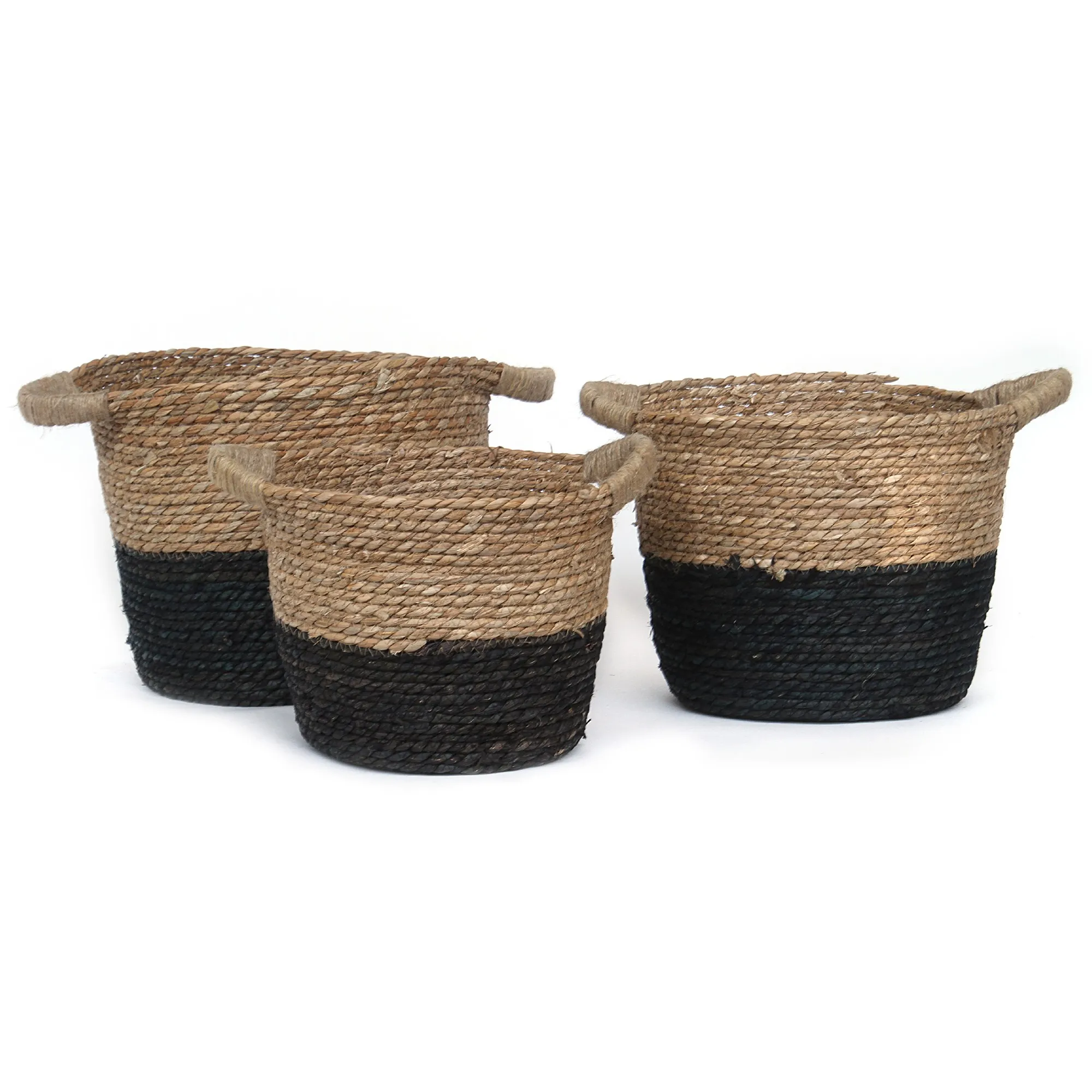 3er-Set Körbe 'Senta', natur, schwarz