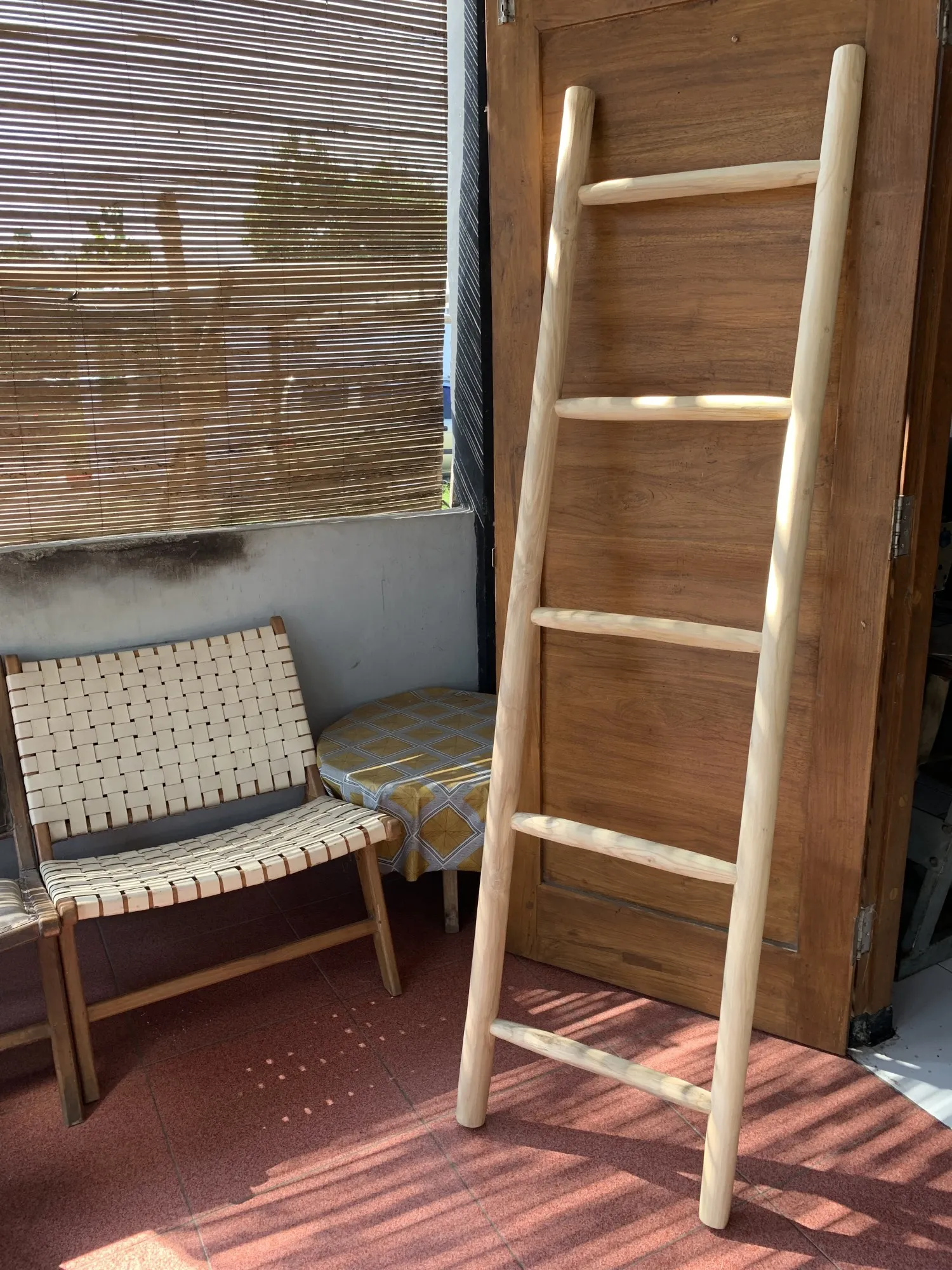 Holzleiter 'Tusia', Teak, H 180 cm, B 48 cm