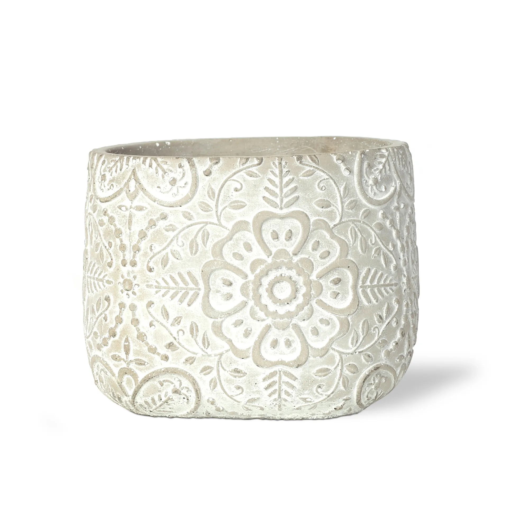 Zementtopf 'Pouvoir de fleurs' L, whitewash, Ø 16 cm, H 12,5 cm