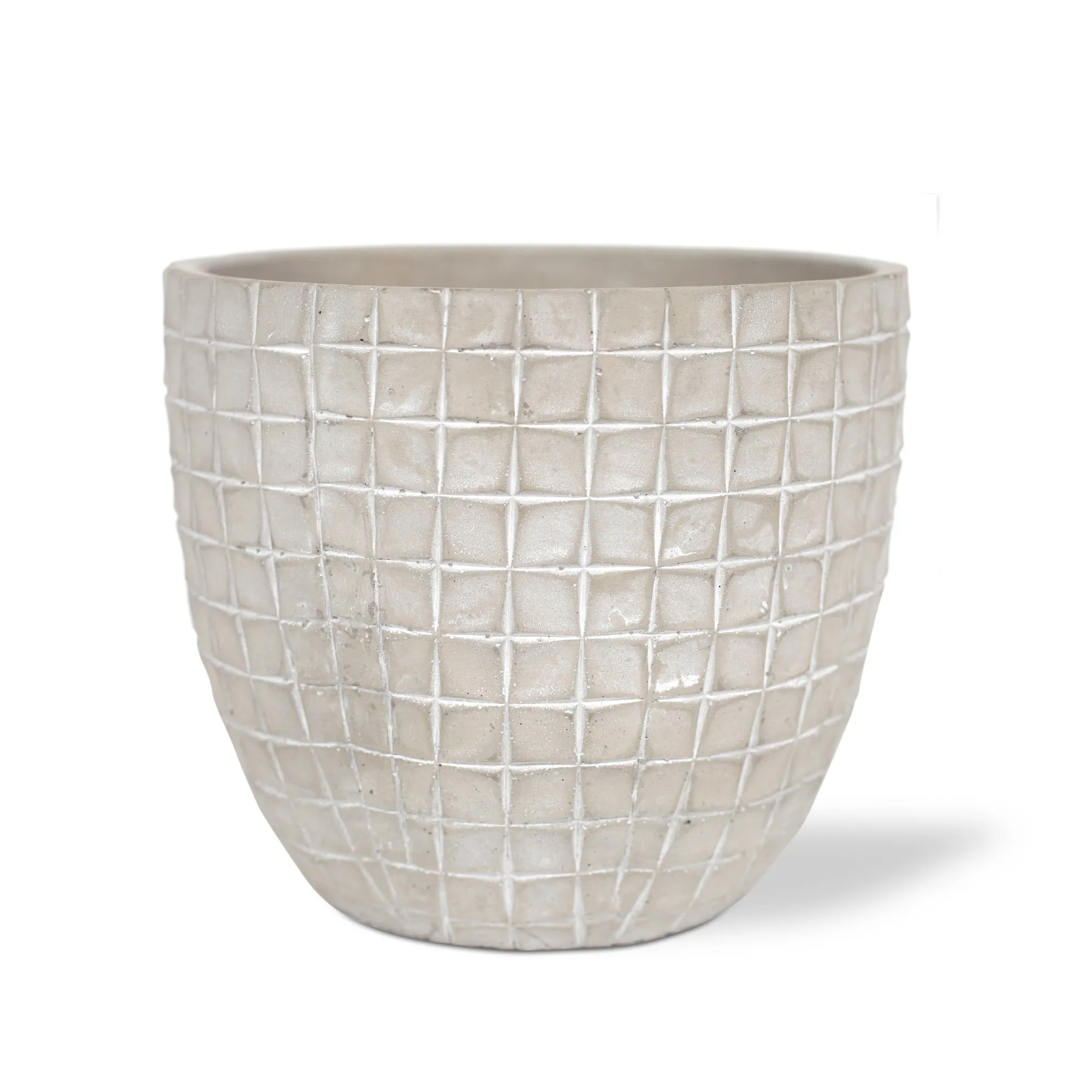 Zementtopf 'Boîte', grau-weiß, Ø 17 cm, H 15 cm