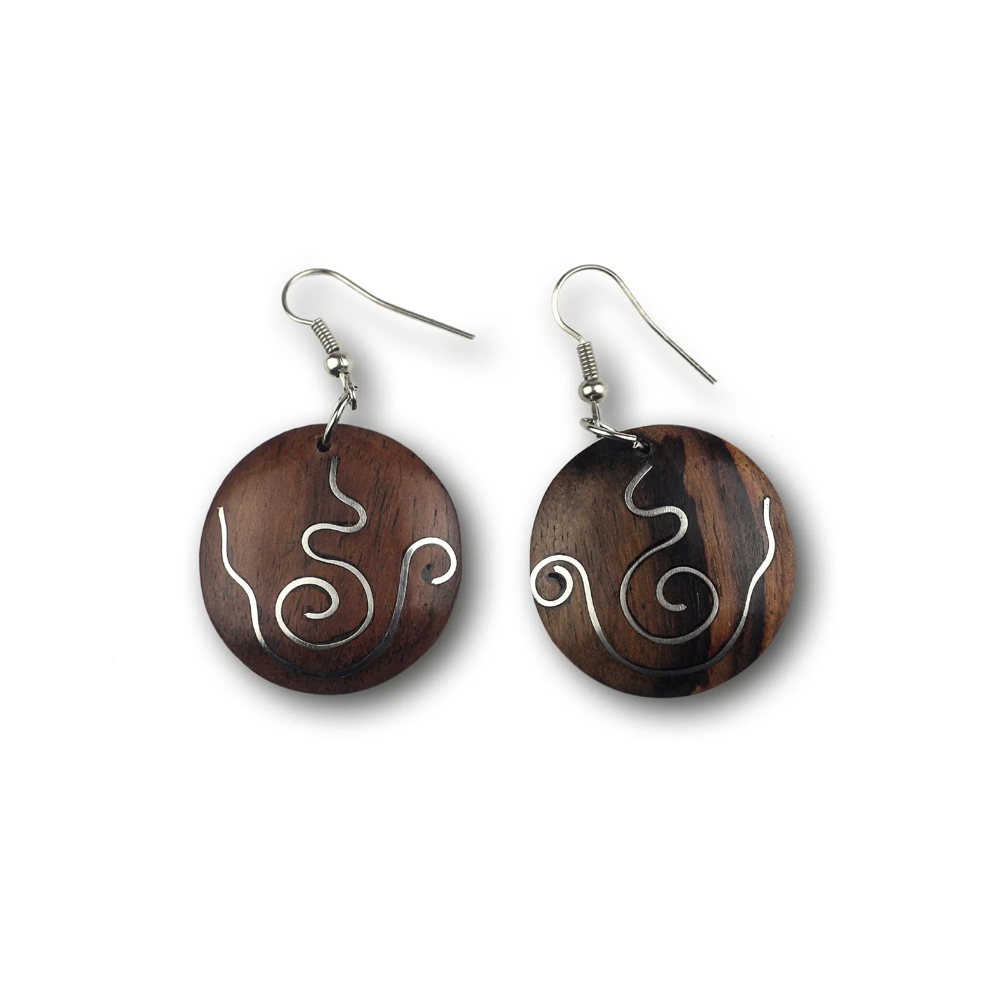 Ohrringe aus Holz, braun, Ø 3 cm
