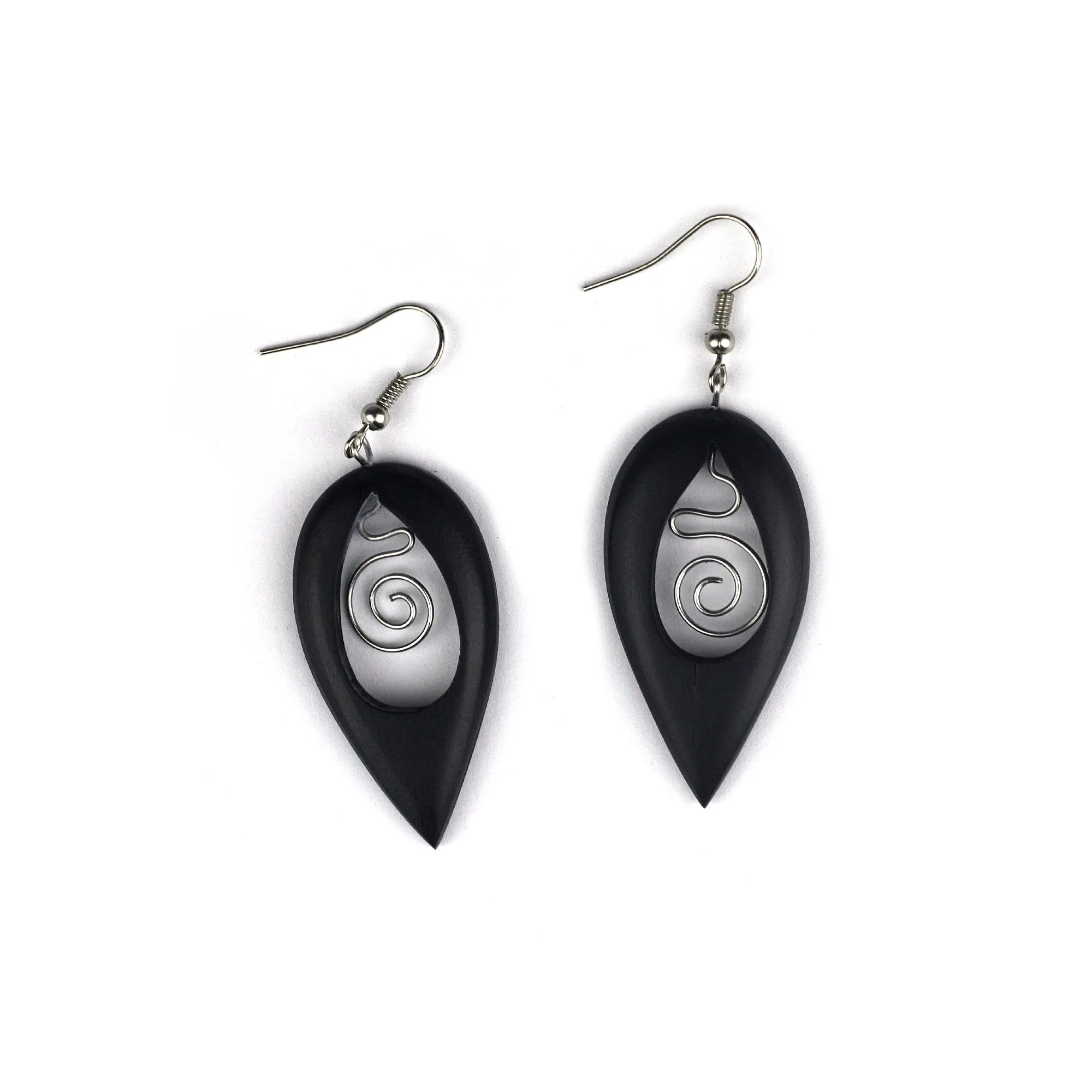 Ohrringe 'Tropfen' schwarz, H 4,5 cm, H 2,5 cm