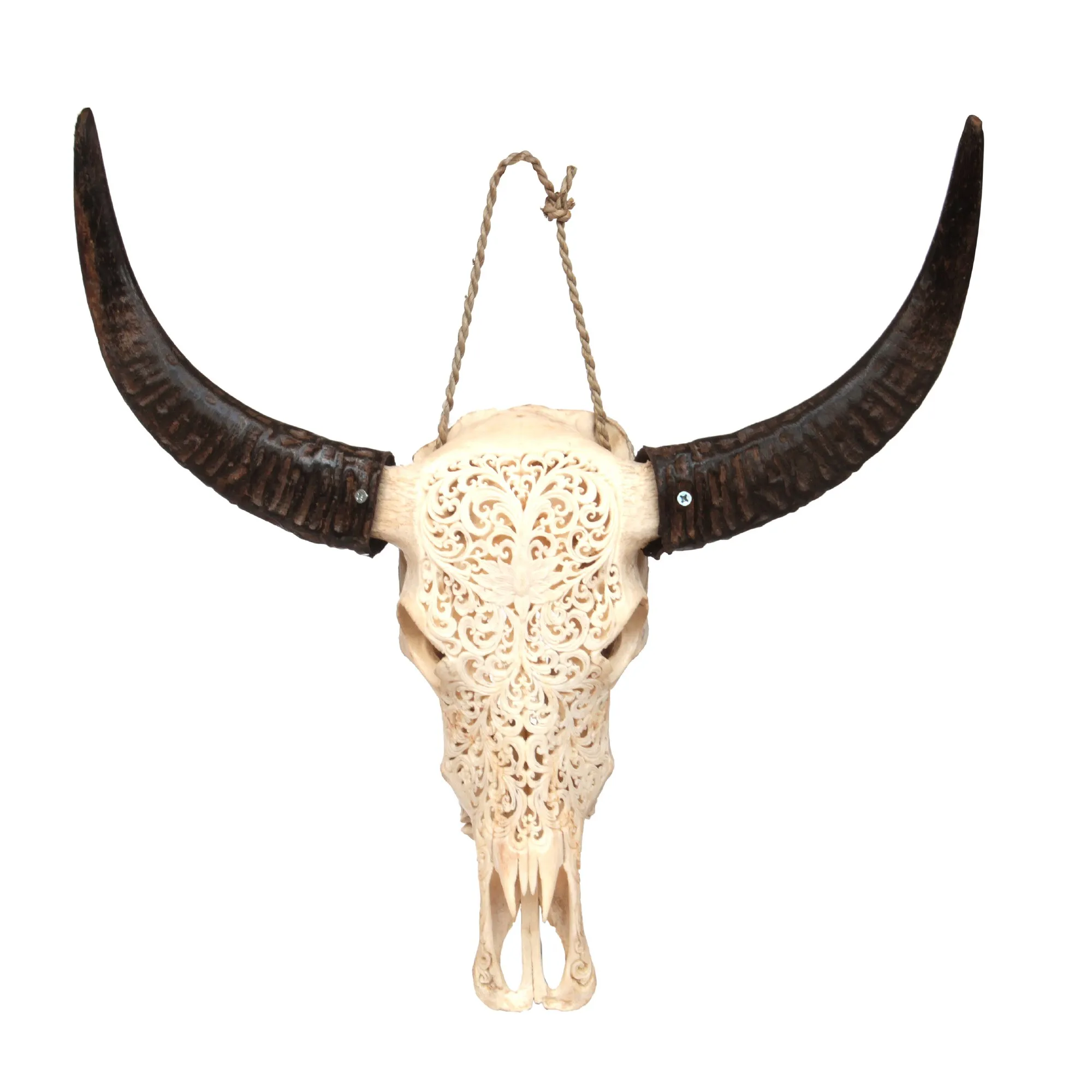 Büffelschädel 'Harjono', natur, B 90 cm, H 60 cm, L 30 cm