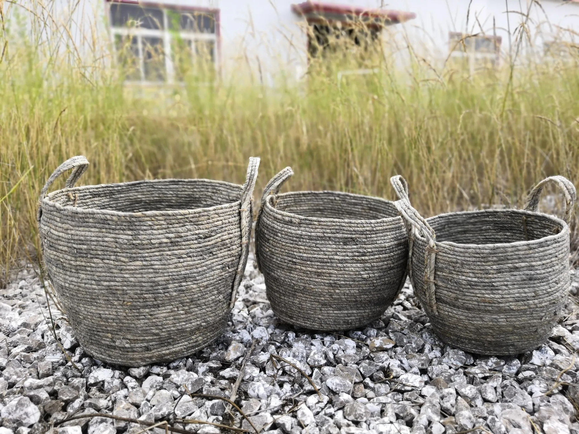 3er-Set Korb 'Gamba', natur-grau