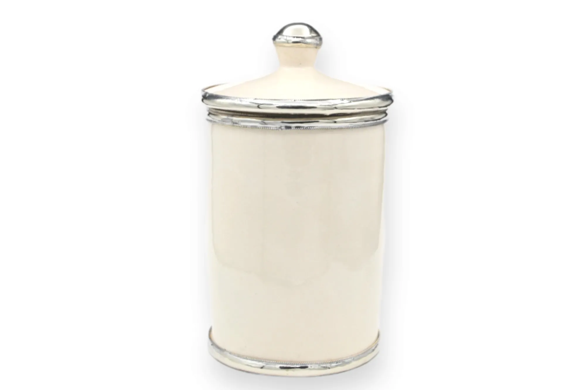 Zierbehälter mit Metallverzierung, creme, Ø 10 cm, H 16 cm