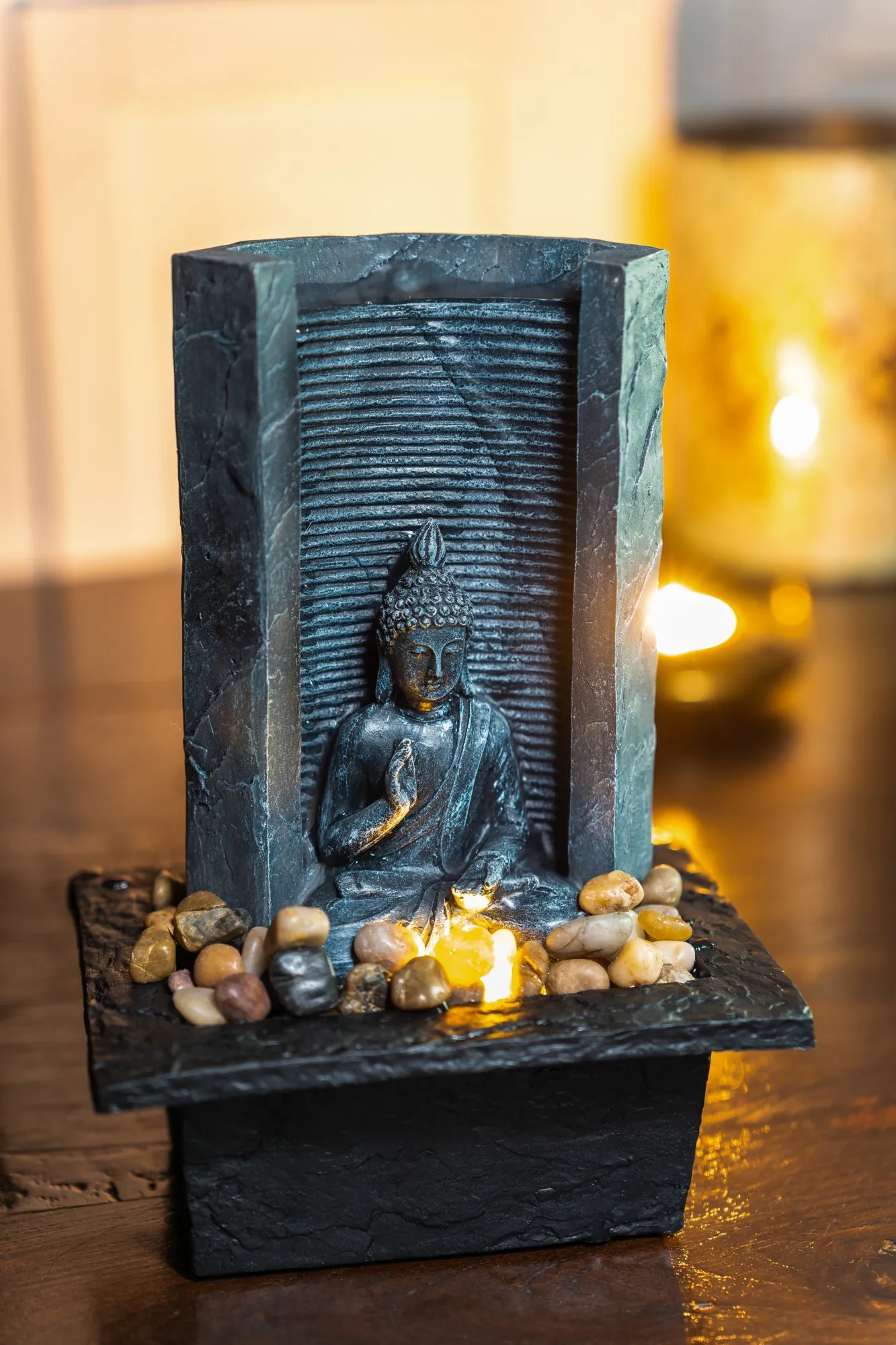 Wasserspiel Buddha, B 17,5 cm, H 25,5 cm, T 14 cm