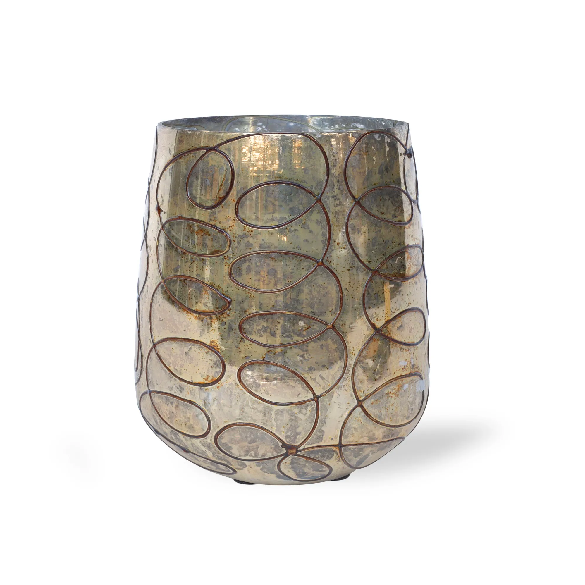 Windlicht 'Moudre', antik silber, Ø 14 cm, H 17 cm