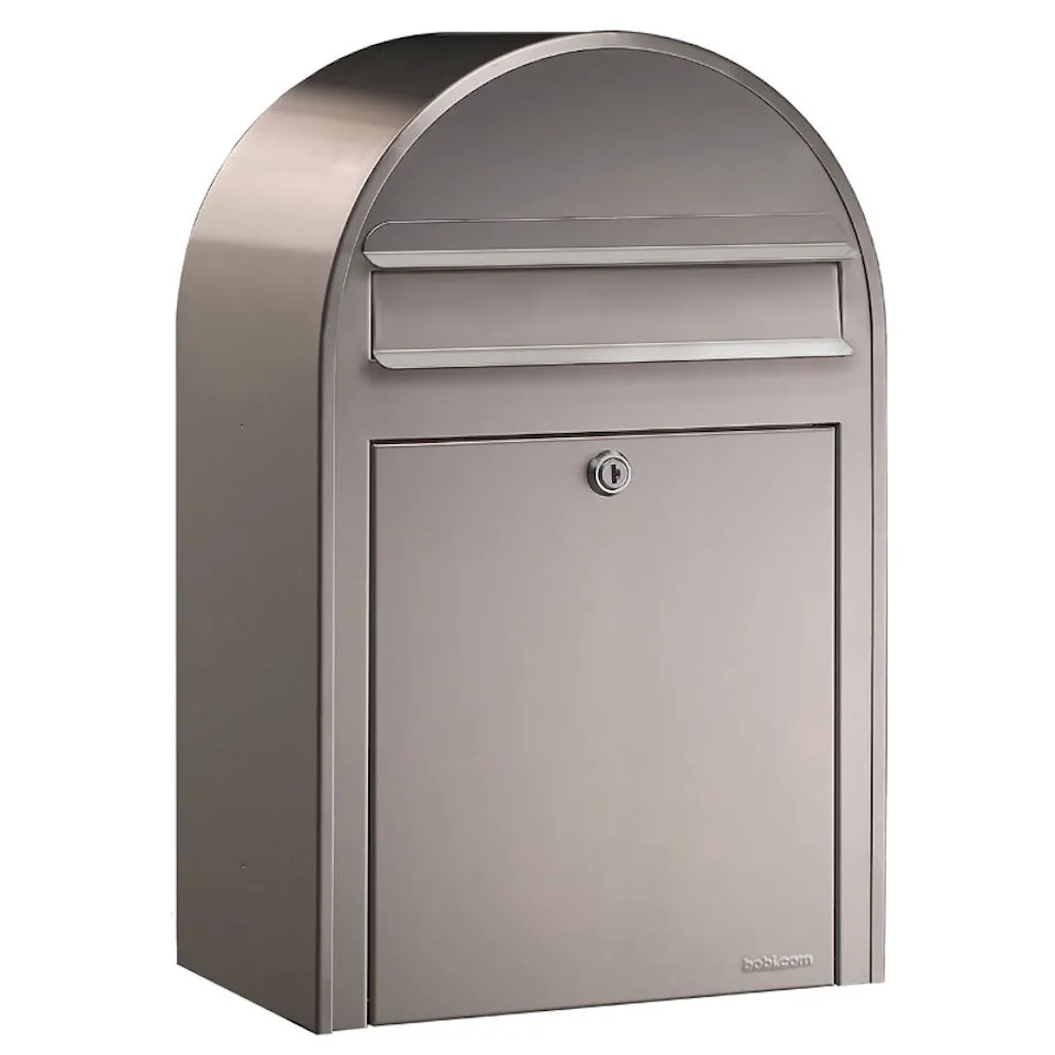 Abgerundeter Briefkasten Miami zur Gestell- oder Wandmontage |HxBxT 21x32x50cm | Einwurföffnung 26x4cm | Silber