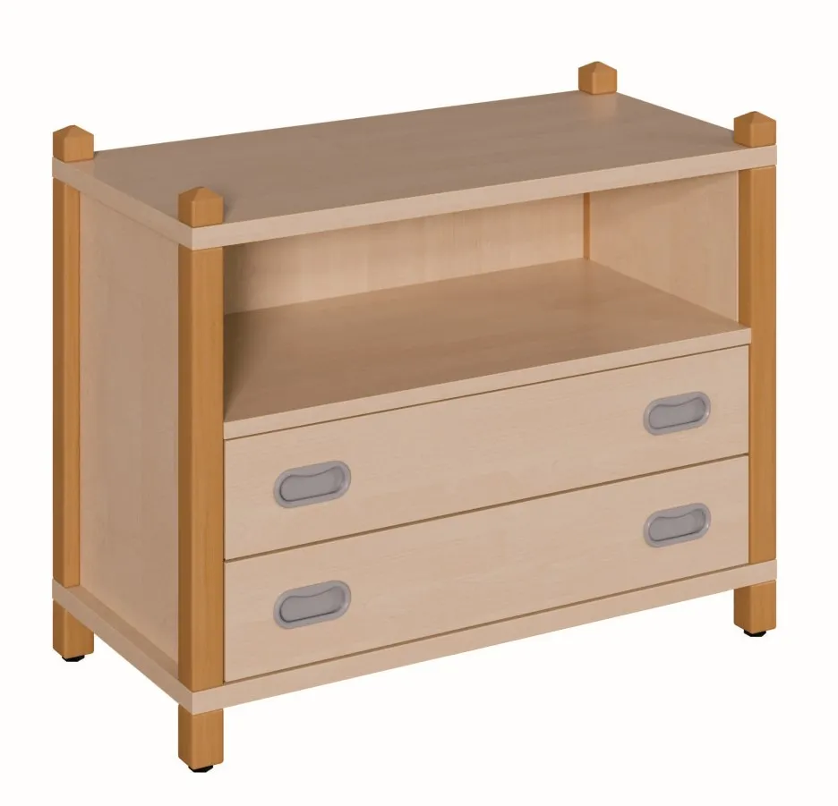 Stollenkommode mit breiten Dekorschüben, Breite: 106 cm