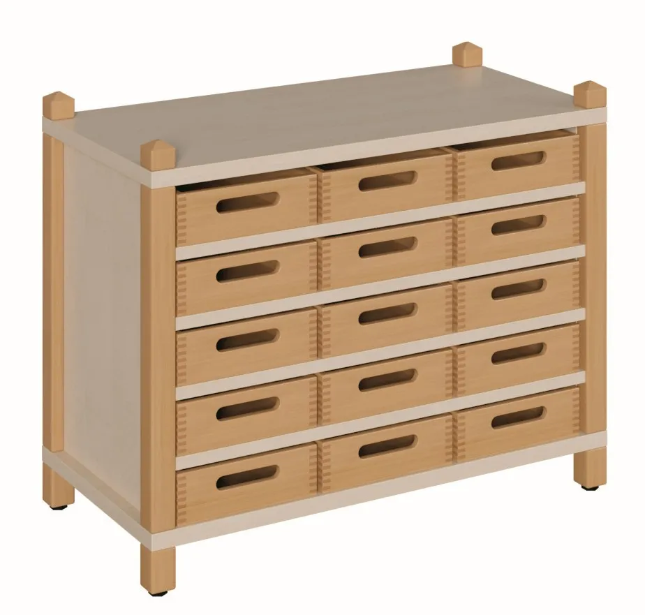 Stollenschrank mit 15 oder 21 Massivholzschüben, Breite 82 cm