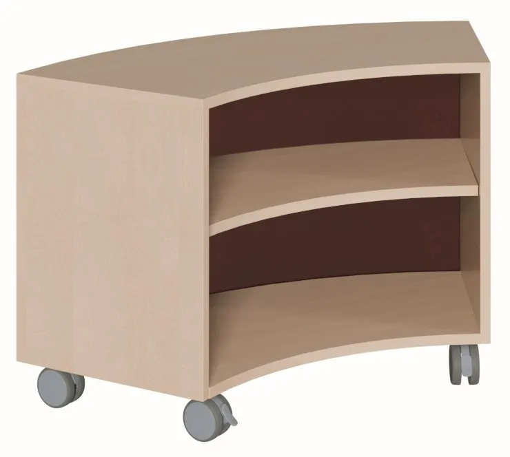 Sechstelkreisregal mit Plexiglasrückwand, Breite 99 cm