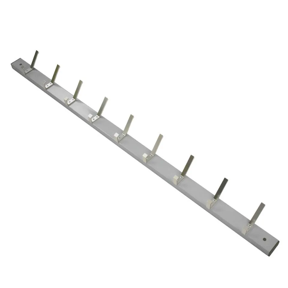 Wandgarderobe mit 9 Doppelhaken aus Metall | HxBxT 15x12138cm | Grau