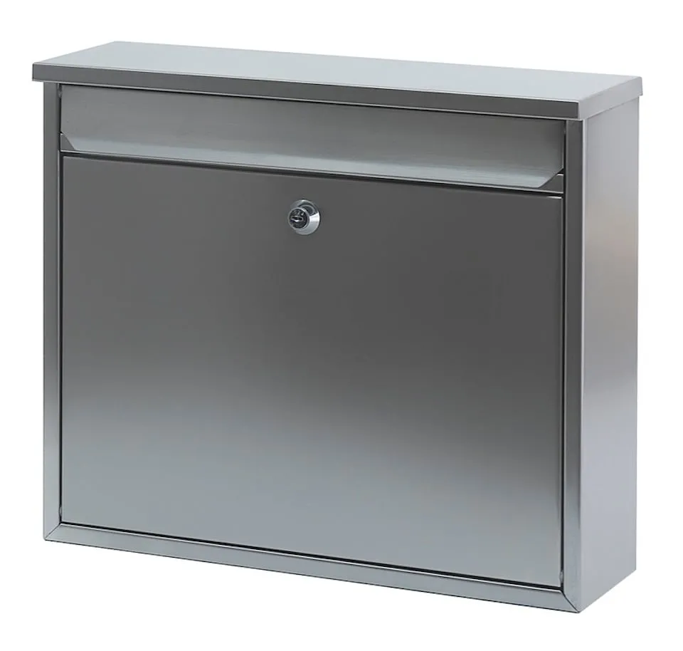 Wandbriefkasten Granadan aus Edelstahl mit Einwurfsklappe | HxBxT 31,5x36x11cm | Einwurföffnung 32x4cm | Silber