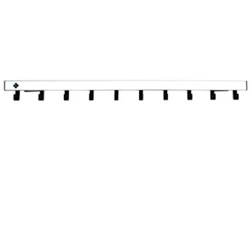 Wandgarderobe mit 10 Haken | HxBxT 8x97,7x5,1cm | Grau / Schwarz