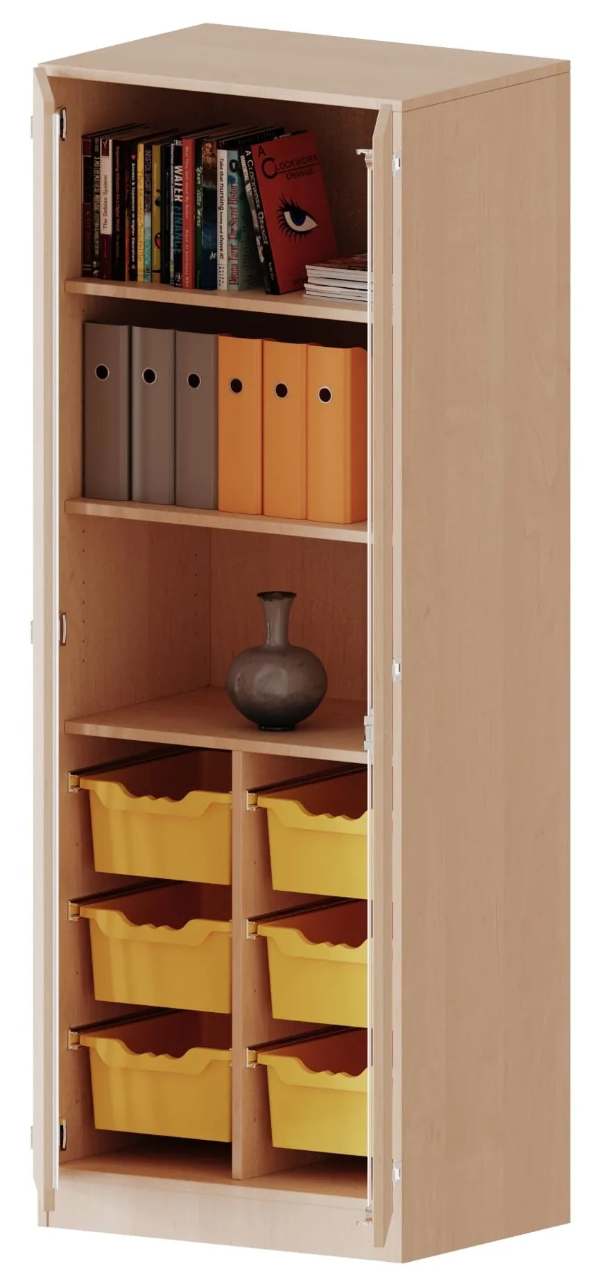 Schrank mit 6 hohen ErgoTray Boxen und 3 oder 6 Fächern, Breite 70,3 cm - EVO180 Serie