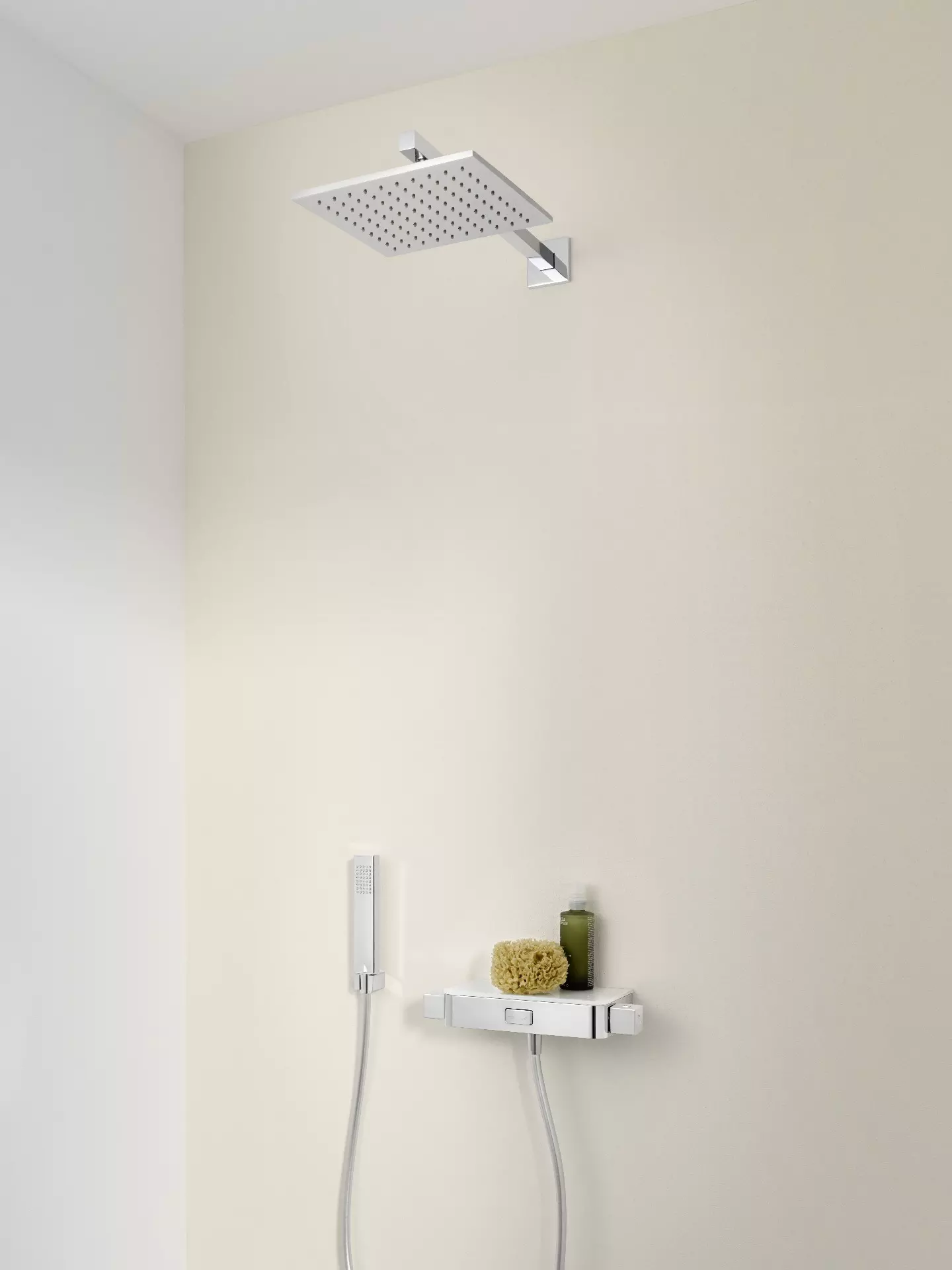 HSK Unterputz-Thermostat „AquaSwitch Eckig“ mit 2 Abgängen Ausladung 140 mm in weiß / chrom